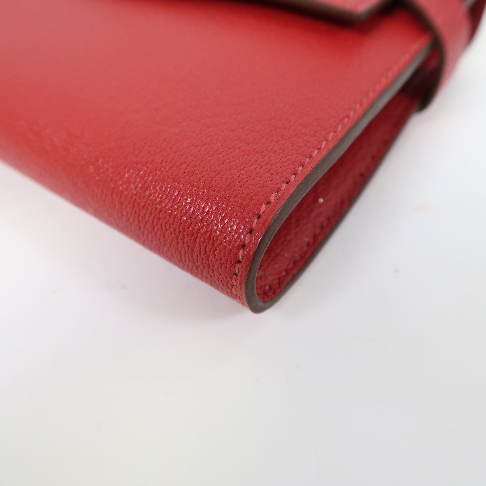 HERMES Chevre皮革Kelly Wallet金扣長錢包法拉利紅色