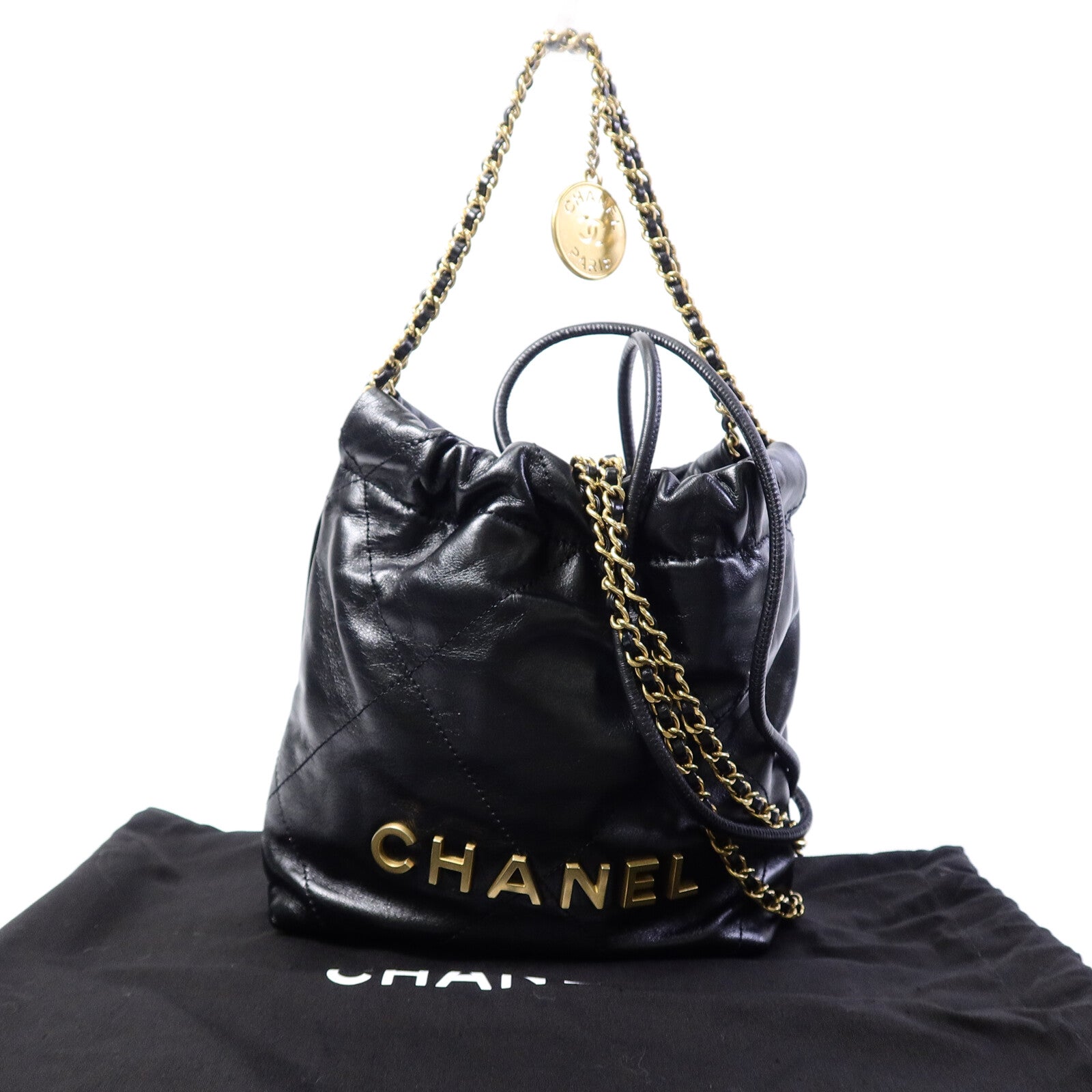 CHANEL 牛皮皮革Mini 22手挽肩背兩用袋