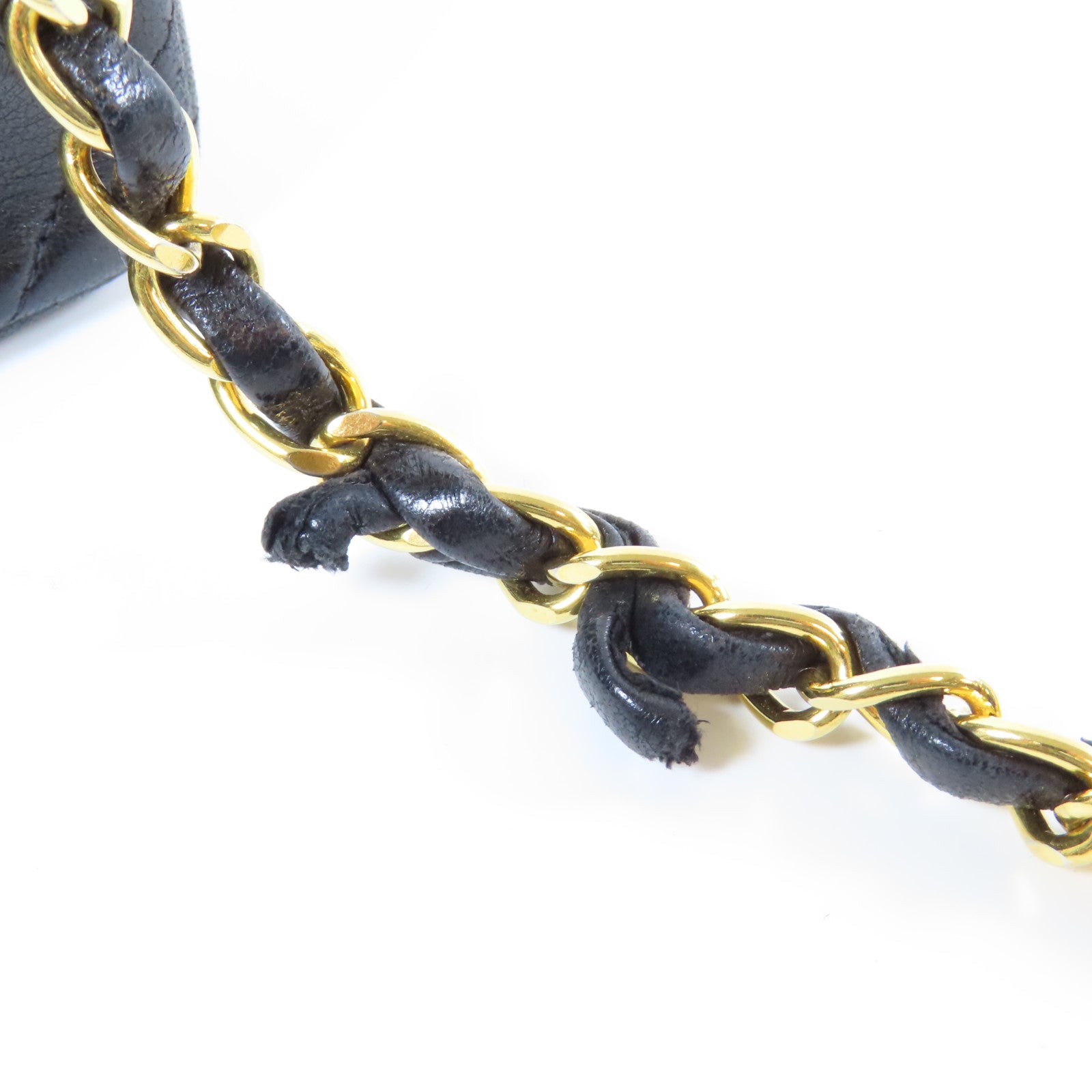 CHANEL 菱格羊皮皮革Chain Shoulder Bag金扣鏈帶肩背袋黑色