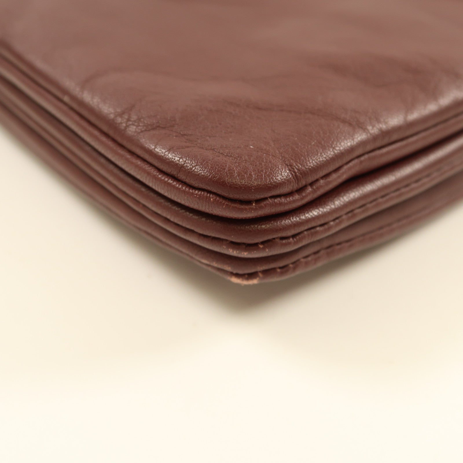 CELINE 牛皮皮革Trio金扣肩背袋酒紅色