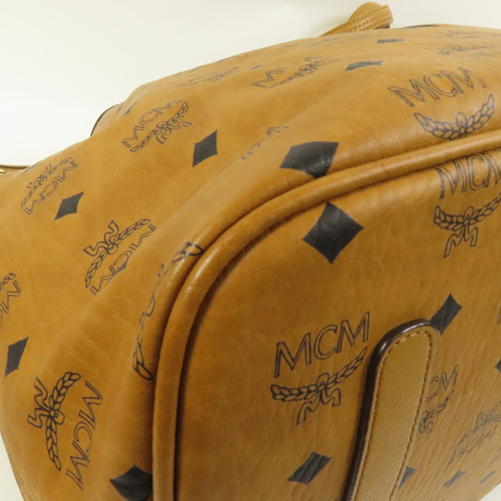MCM 塗層帆布Tote Bag金扣肩背袋