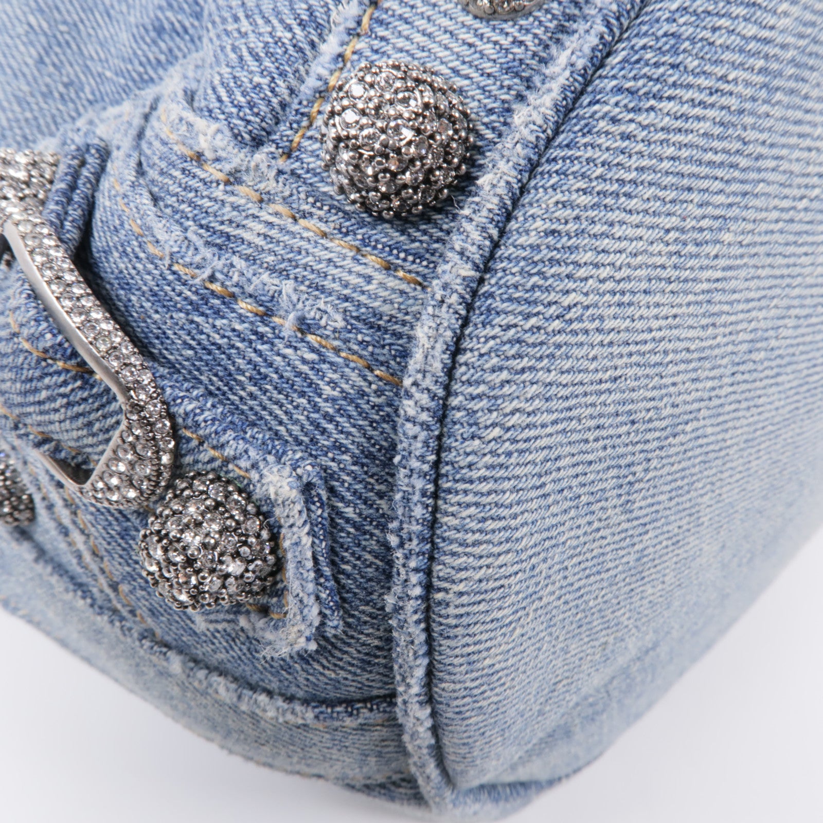 BALENCIAGA 牛仔布料Le Cagole銀扣手挽袋