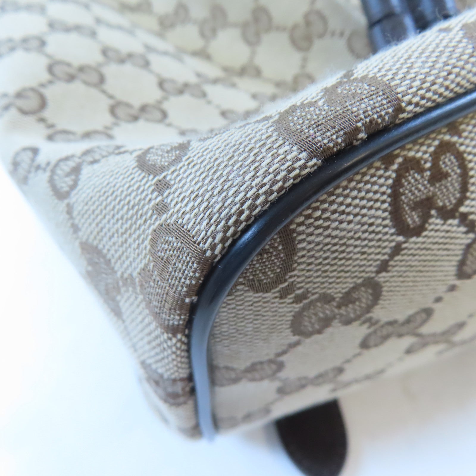 GUCCI 帆布Drawstring Backpack銀扣背包啡色