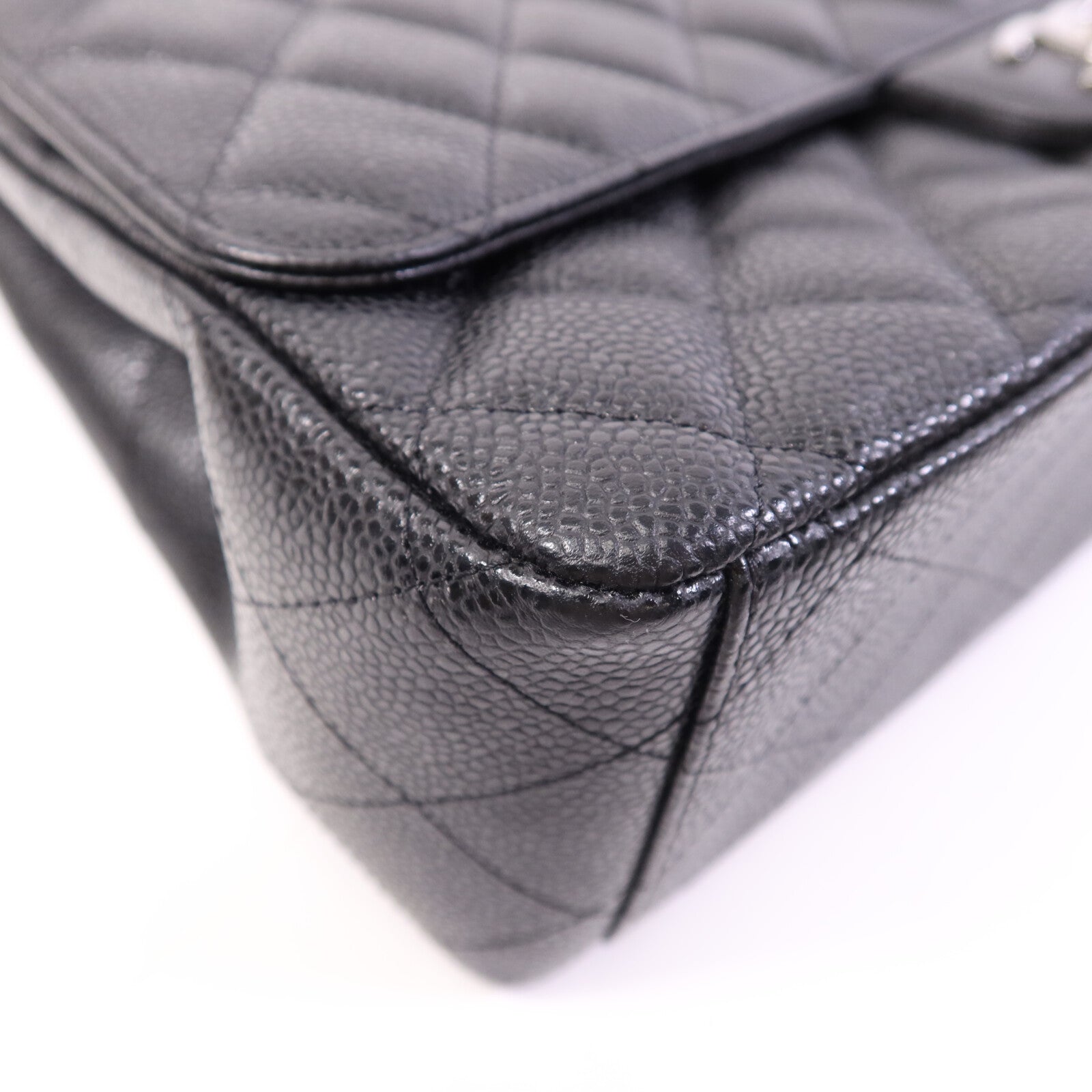 CHANEL 牛皮皮革Maxi Classic銀扣鏈帶肩背袋
