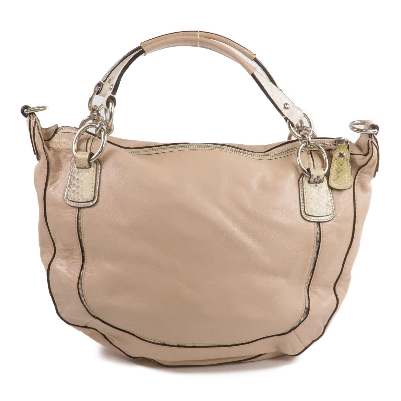 COACH 【激減優惠】牛皮/壓花皮革2 Way Shoulder銀扣手挽肩背兩用袋
