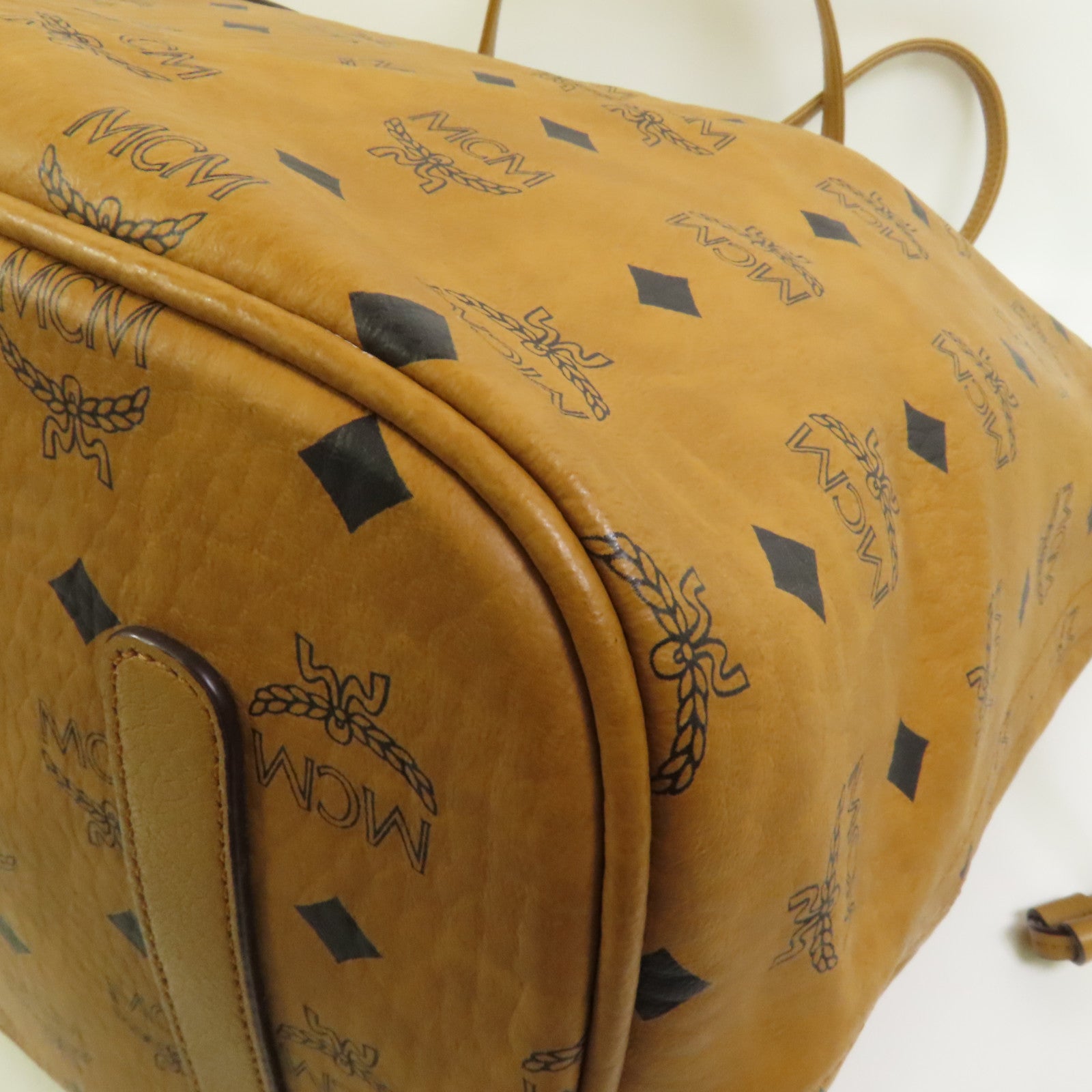 MCM 塗層帆布Tote Bag金扣肩背袋