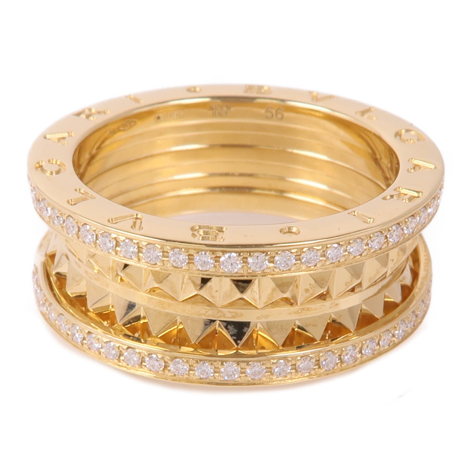BVLGARI 18K黃金B-Zero 1 Ring鑽石戒指Bvlgari#56/US#7.25