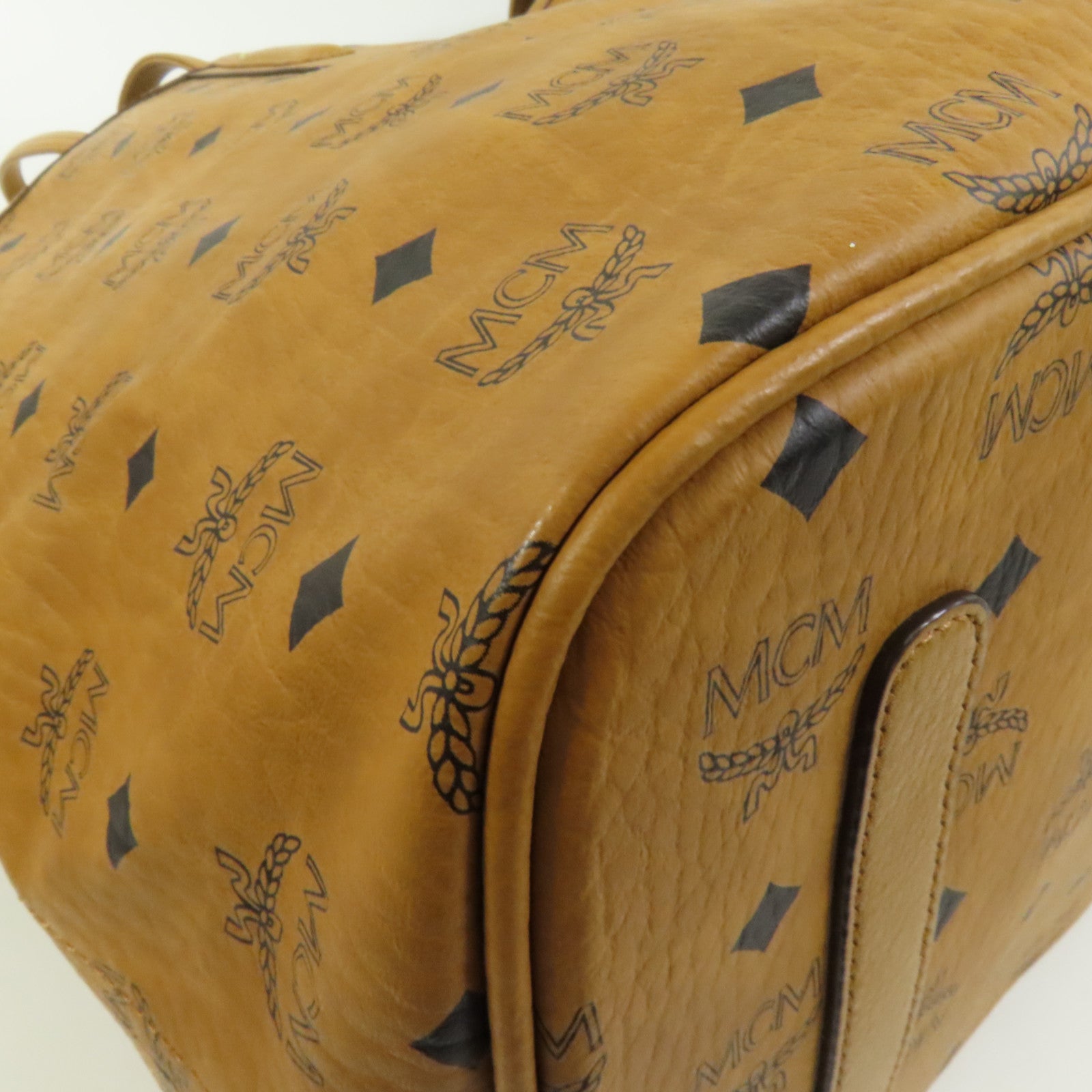 MCM 塗層帆布Tote Bag金扣肩背袋