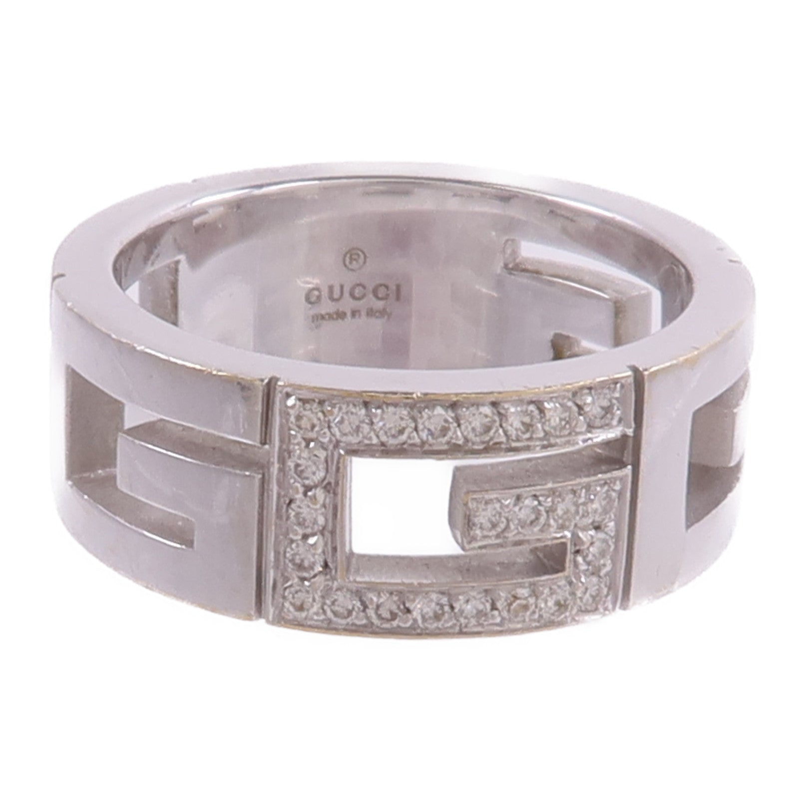 GUCCI 18K白金Multiple G鑽石戒指