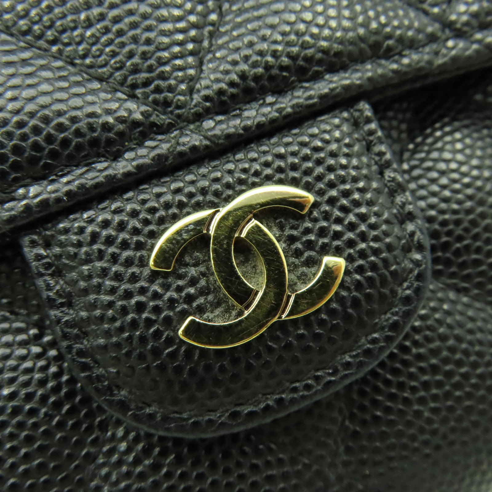 CHANEL 菱格Caviar皮革Wallet金扣錢包黑色