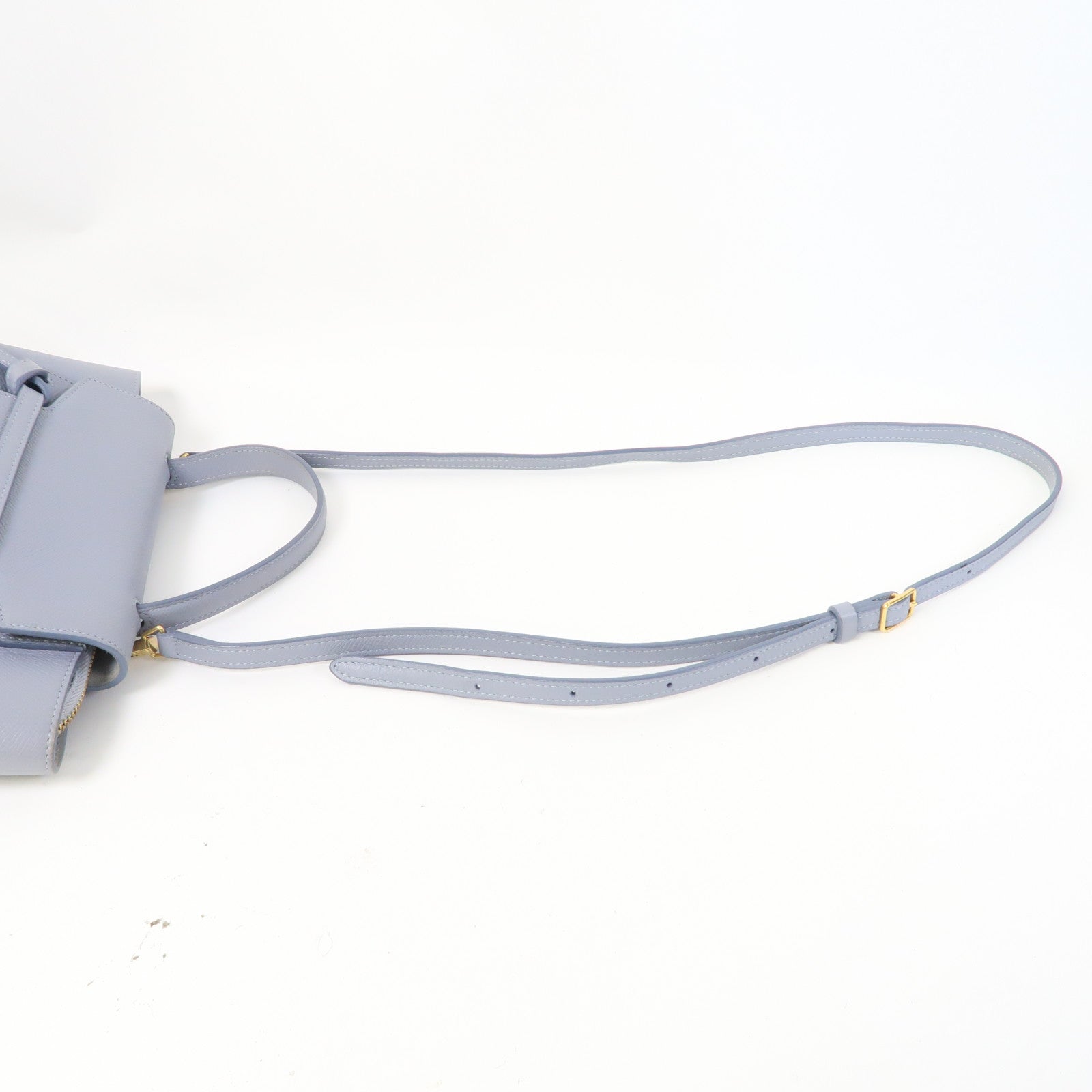 CELINE 牛皮皮革Nano Belt Bag金扣手挽肩背兩用袋灰藍色