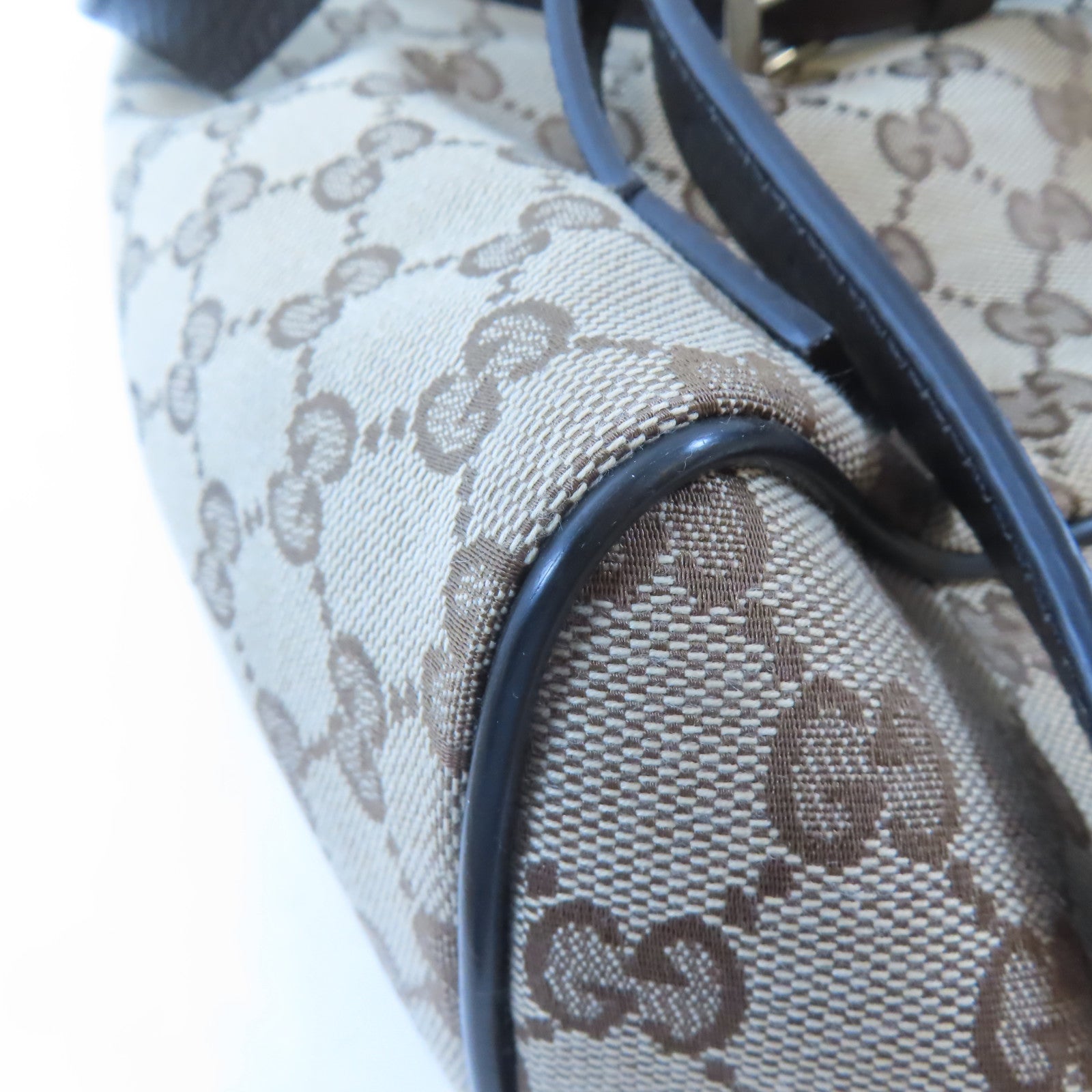 GUCCI 帆布Drawstring Backpack銀扣背包啡色
