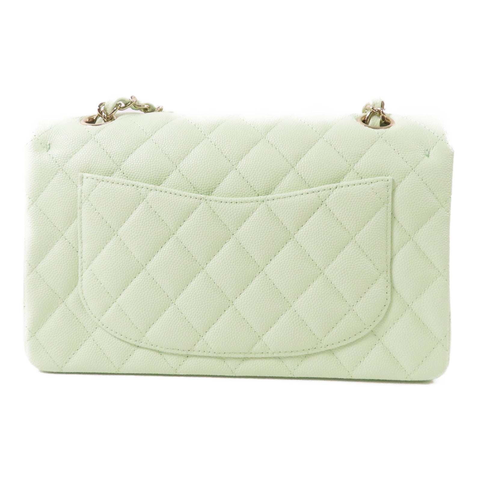 CHANEL 牛皮皮革Classic 23金扣鏈帶肩背袋淺綠色