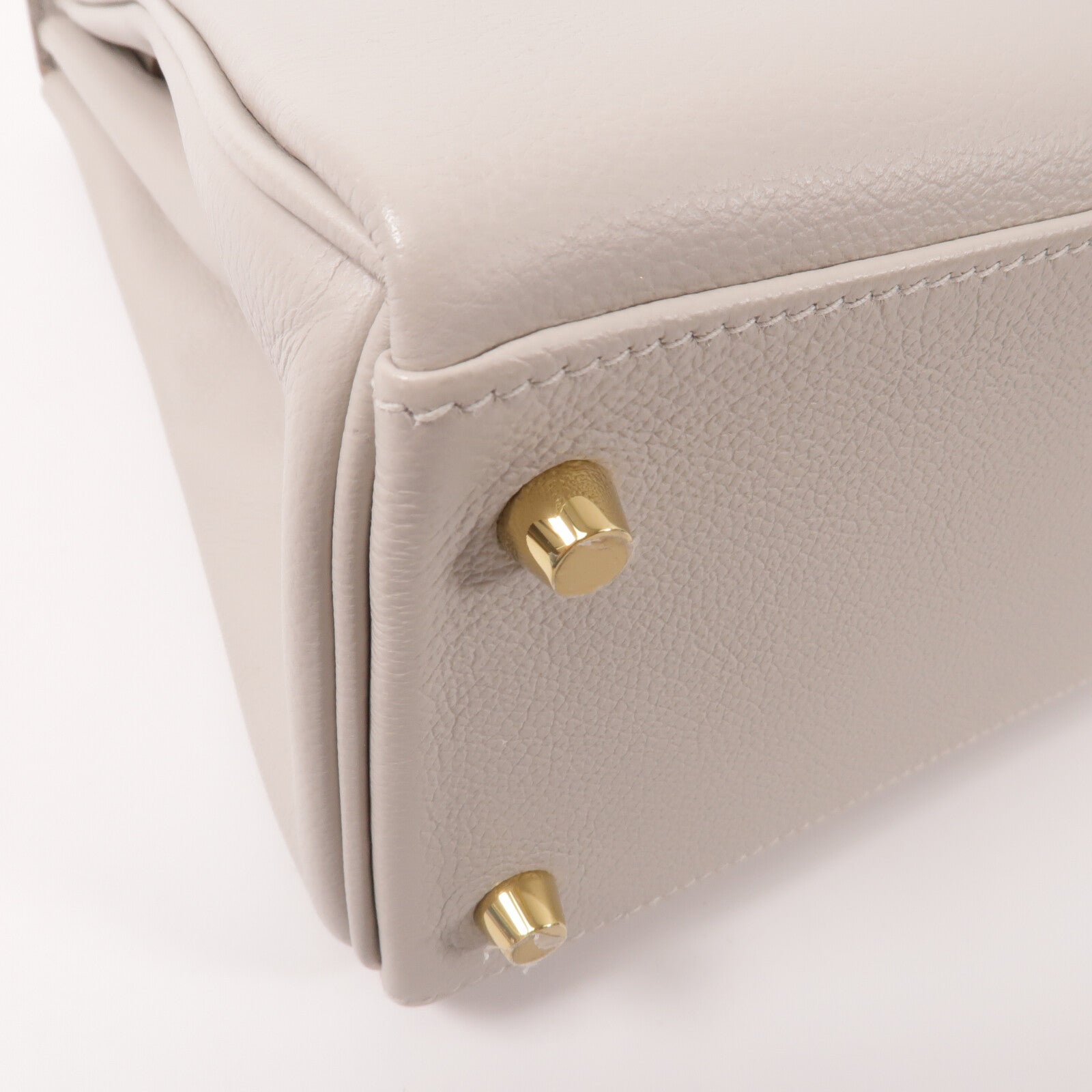 HERMES Evercolor皮革Kelly 28手挽肩背兩用袋Gris Pale