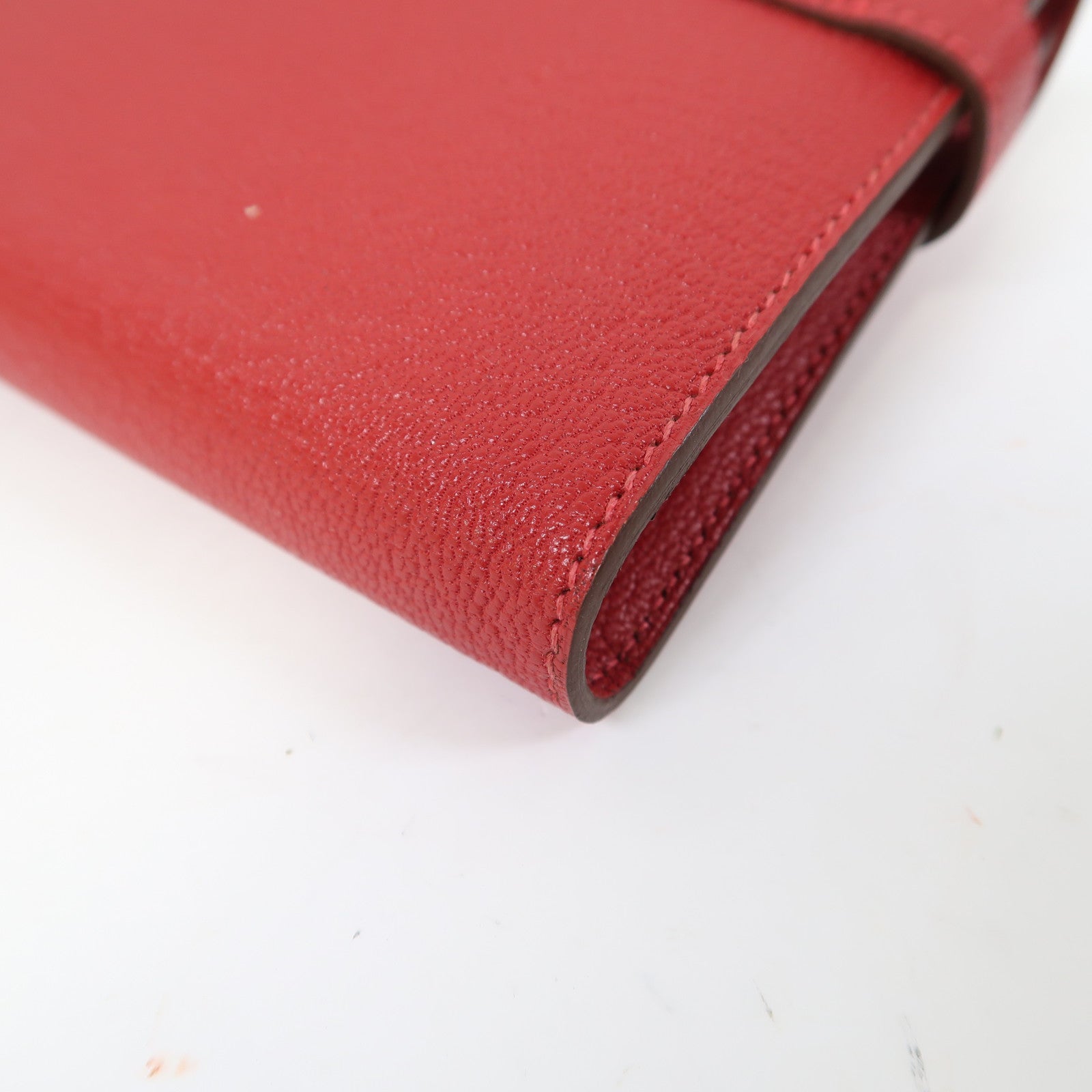 HERMES Chevre皮革Kelly Wallet金扣長錢包法拉利紅色