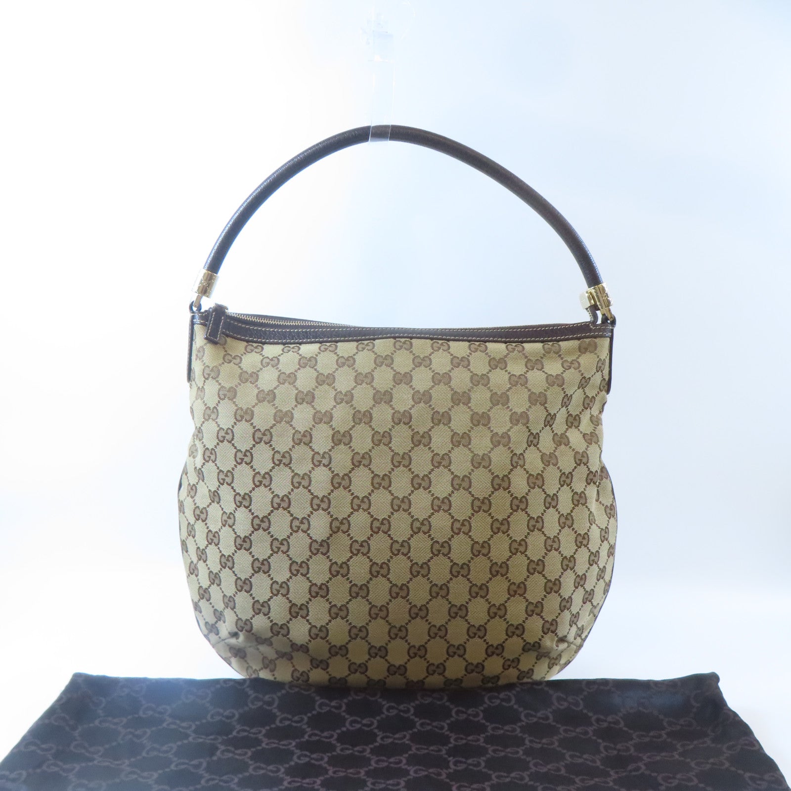 GUCCI 帆布Shoulder Bag金扣肩背袋啡色