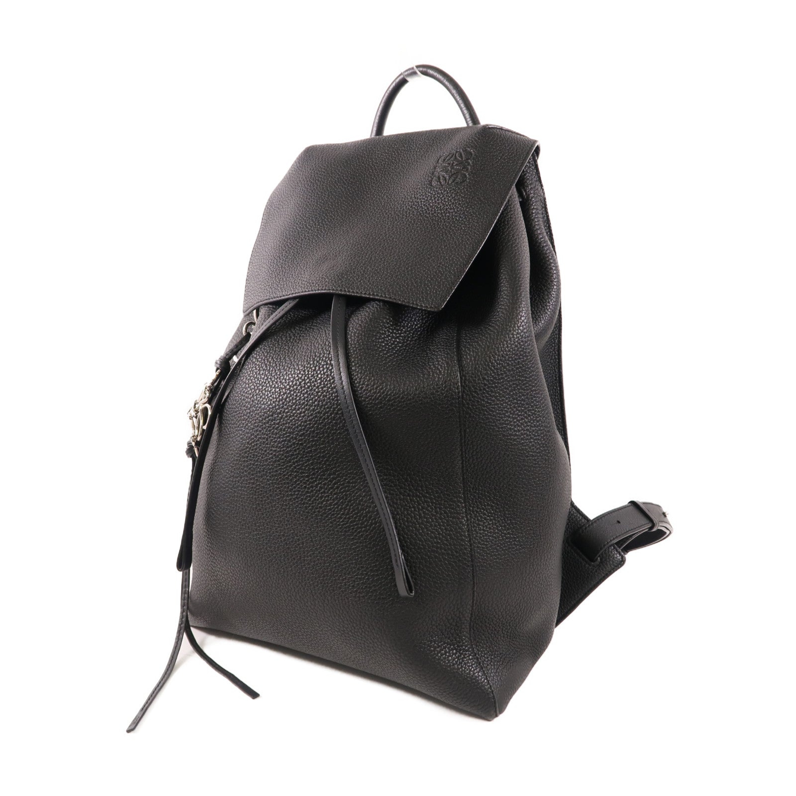 LOEWE 牛皮皮革Backpack銀扣背包