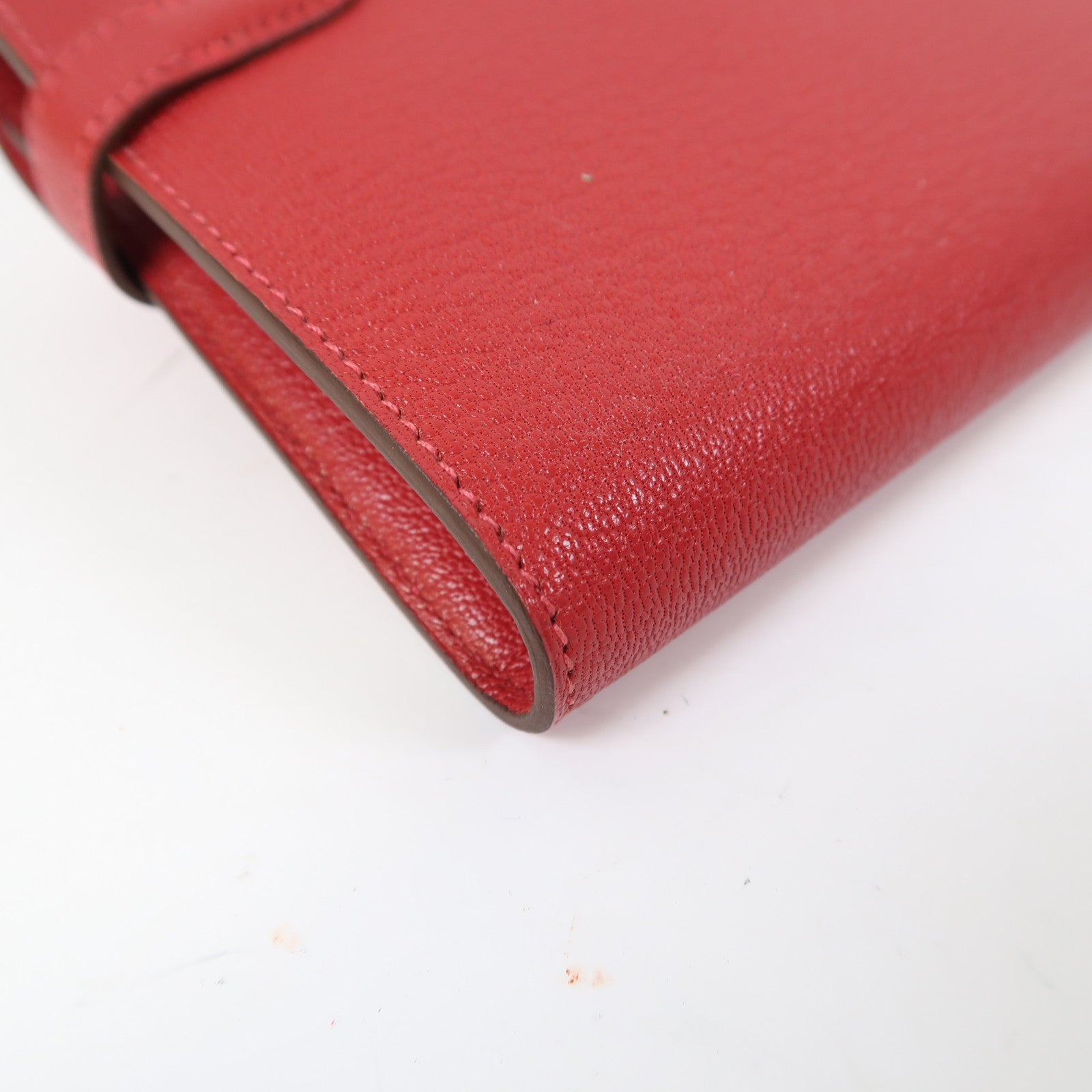 HERMES Chevre皮革Kelly Wallet金扣長錢包法拉利紅色