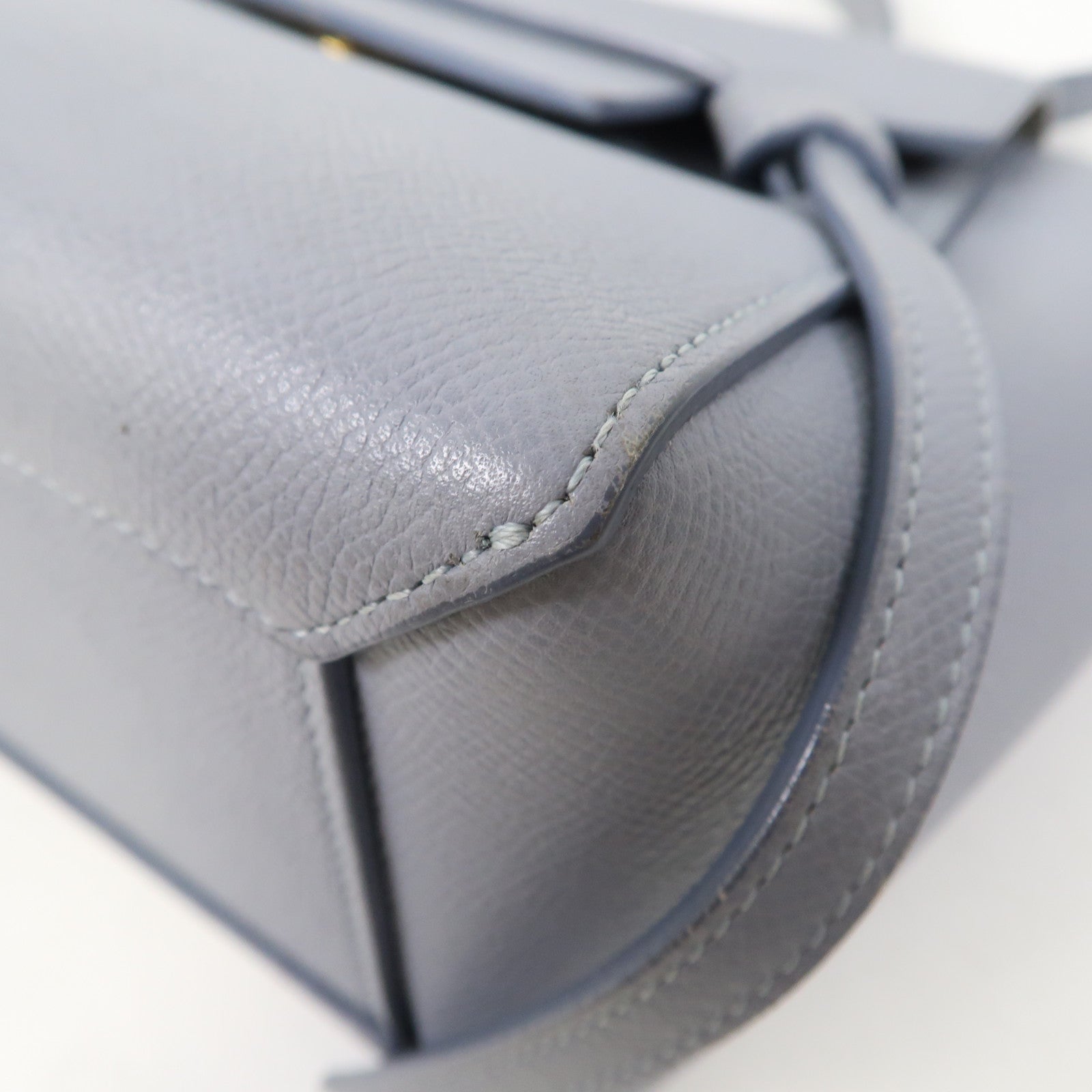 CELINE 牛皮皮革Nano Belt Bag金扣手挽肩背兩用袋灰藍色