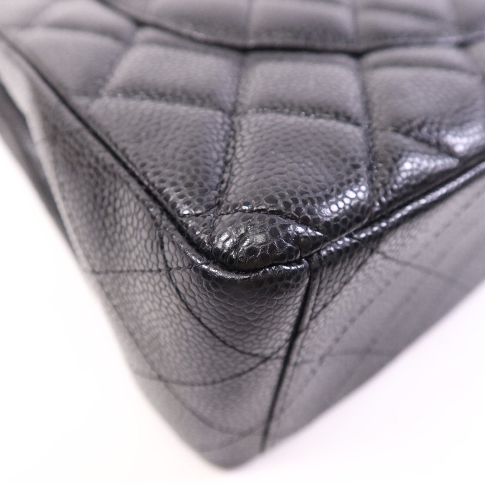 CHANEL 牛皮皮革Maxi Classic銀扣鏈帶肩背袋