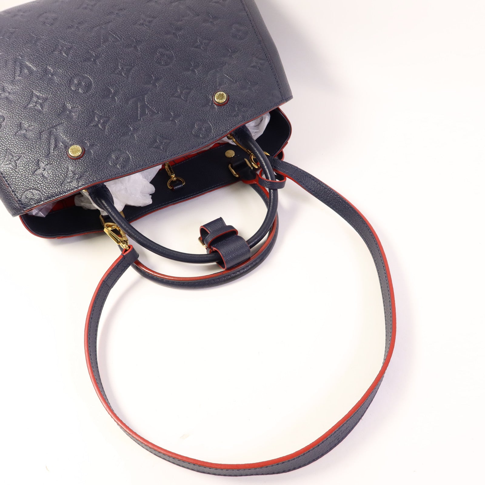 LOUIS VUITTON Monogram Empreinte Montaigne MM金扣手挽肩背兩用袋