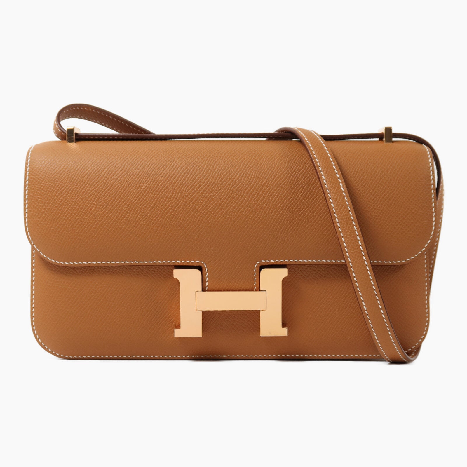 HERMES Epsom皮革Constance Elan金扣肩背袋Gold