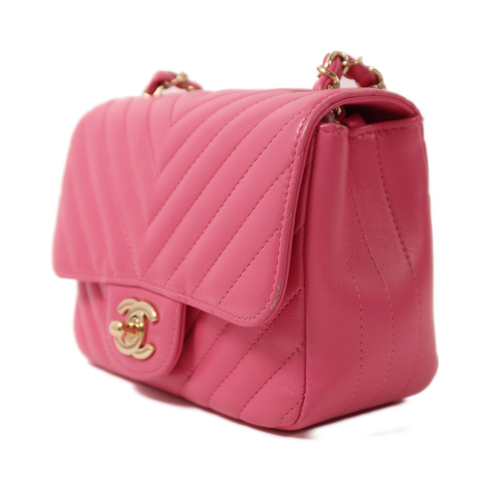 CHANEL 羊皮皮革Mini Classic 17金扣鏈帶肩背袋