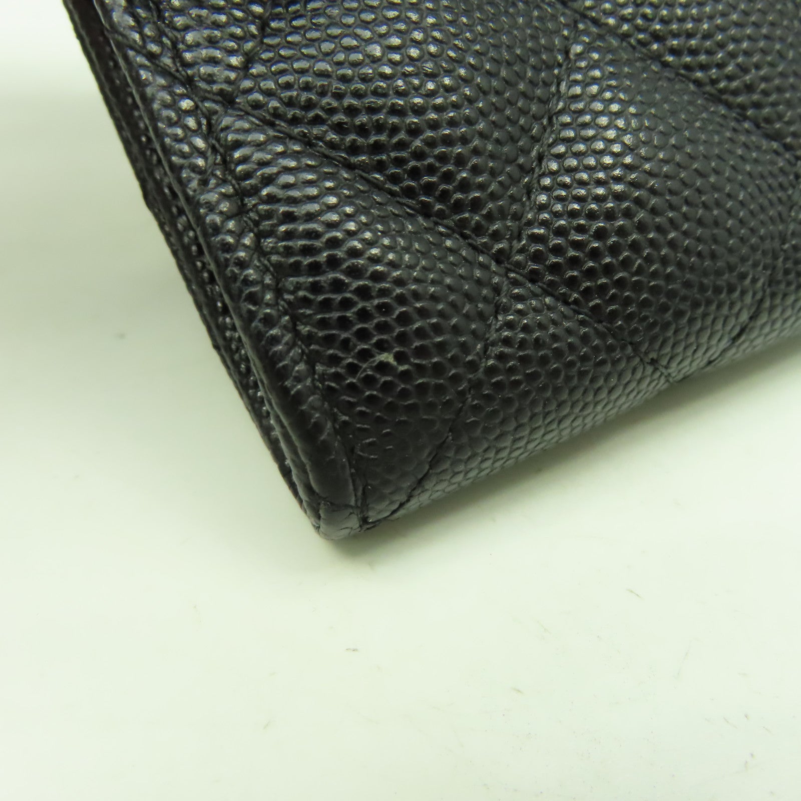 CHANEL 菱格Caviar皮革Wallet金扣錢包黑色