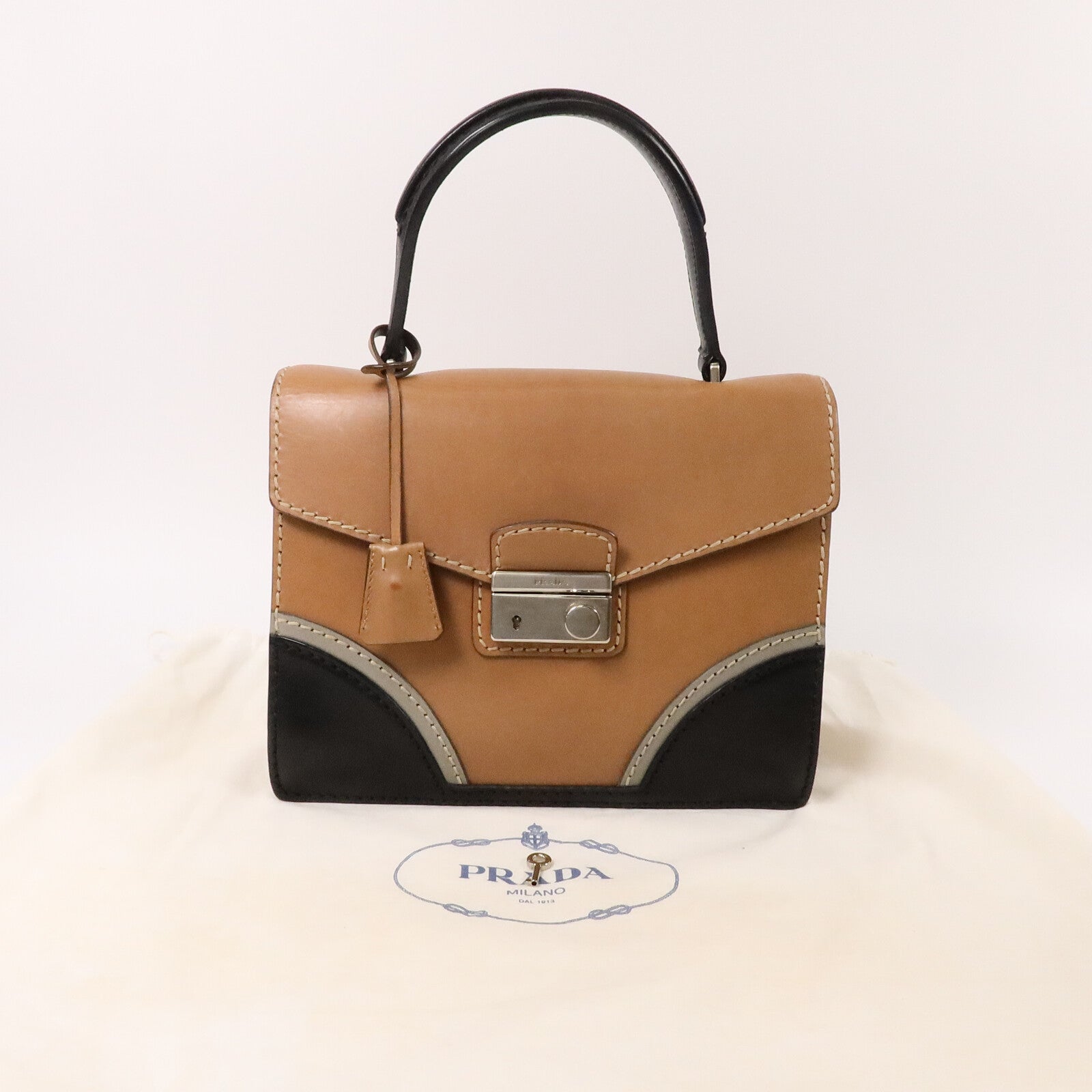PRADA 牛皮皮革Vitello Sound Lock手挽袋