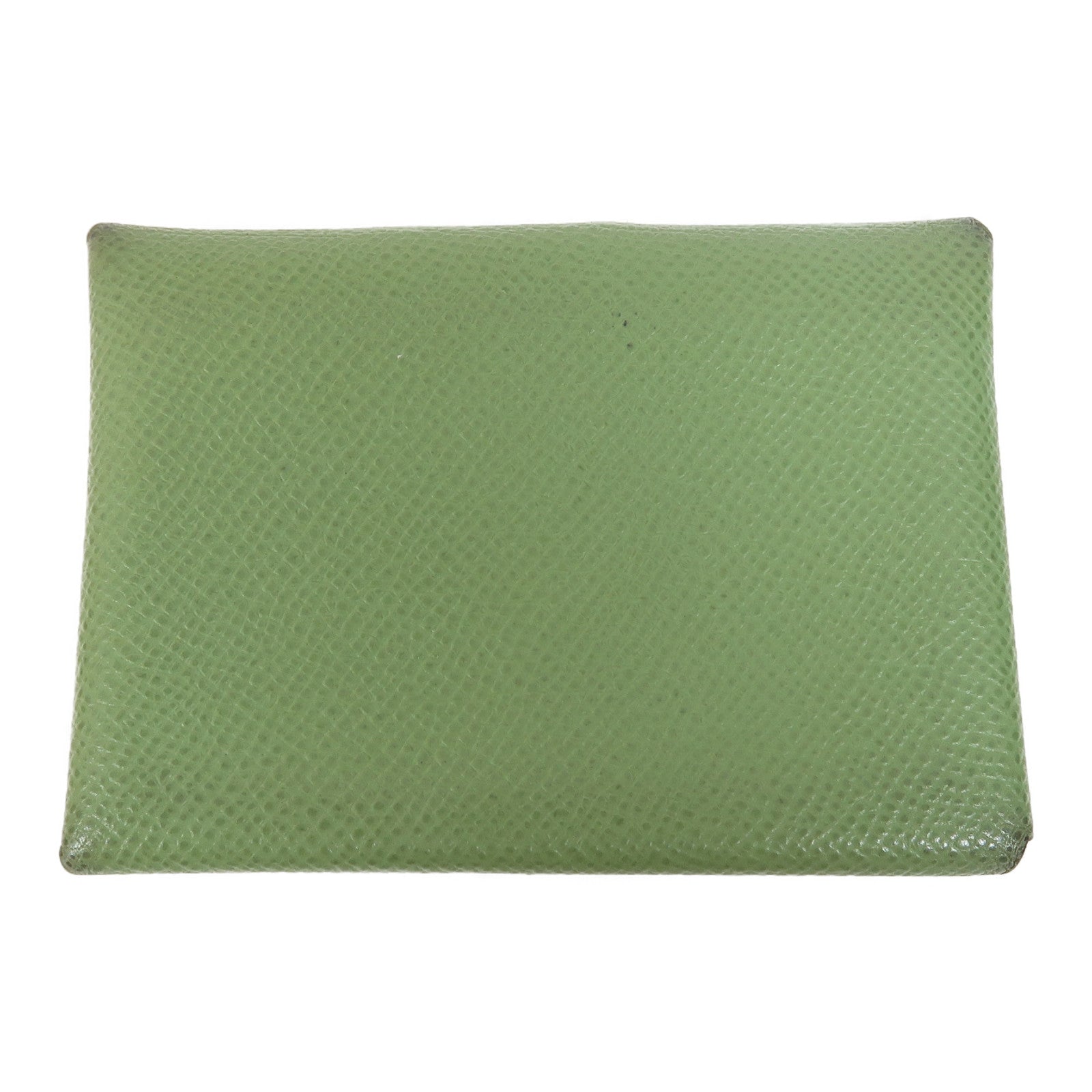 HERMES Epsom皮革Calvi Duo銀扣卡片套Vert Criquet綠色