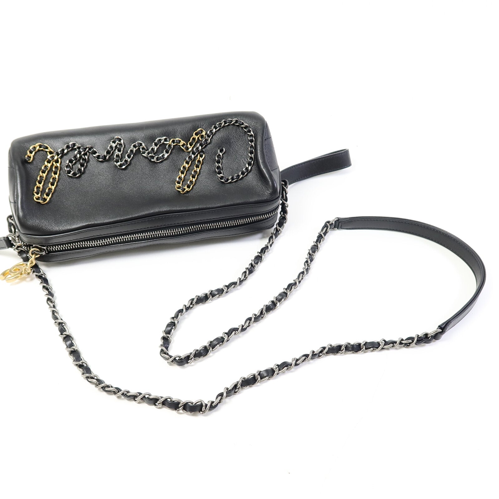 CHANEL 牛皮皮革Bowling Chain Shoulder鏈帶肩背袋