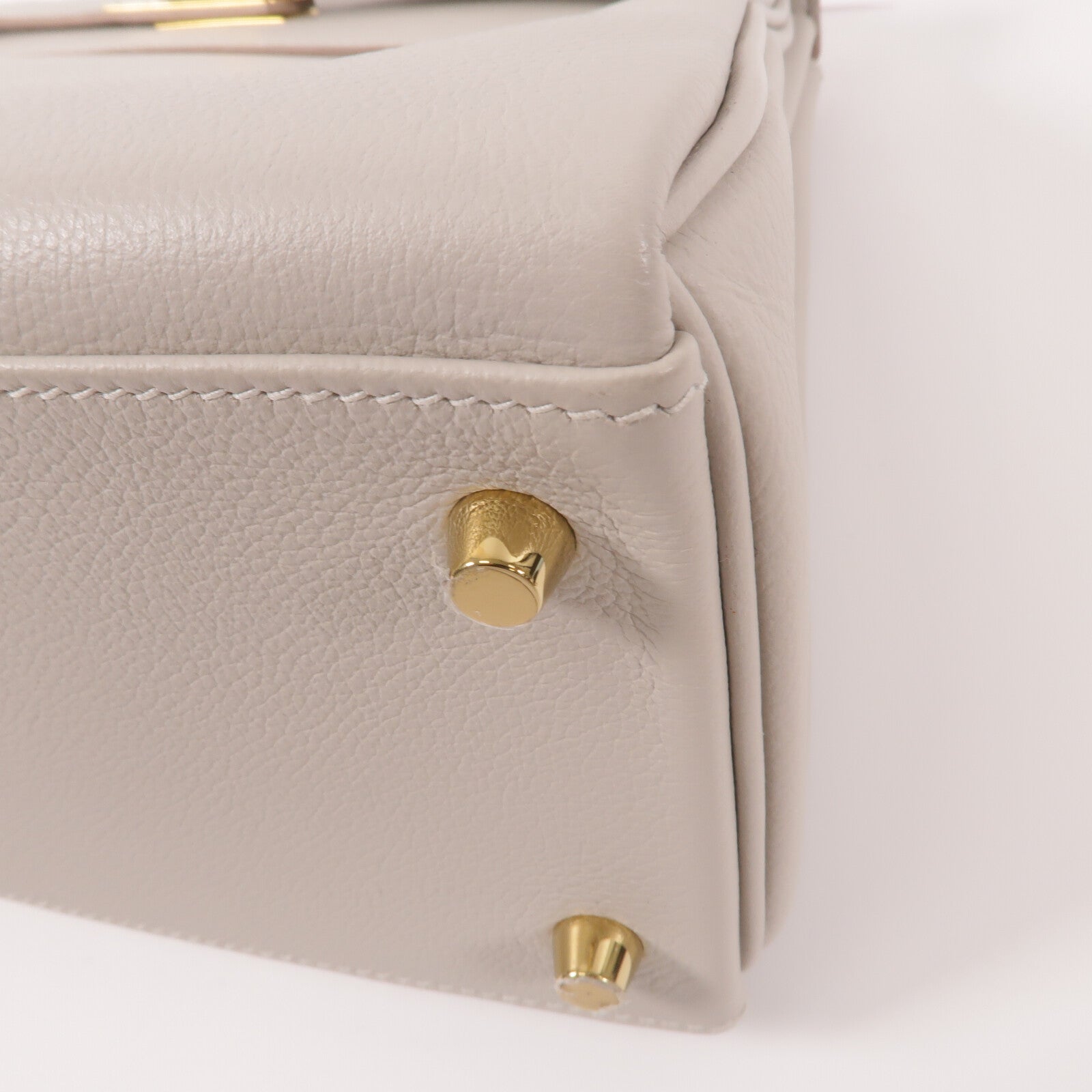 HERMES Evercolor皮革Kelly 28手挽肩背兩用袋Gris Pale