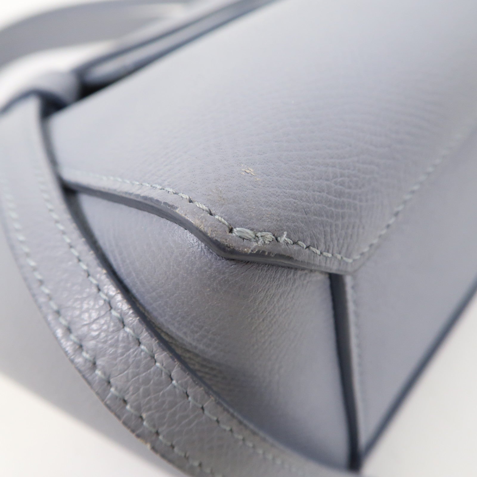 CELINE 牛皮皮革Nano Belt Bag金扣手挽肩背兩用袋灰藍色