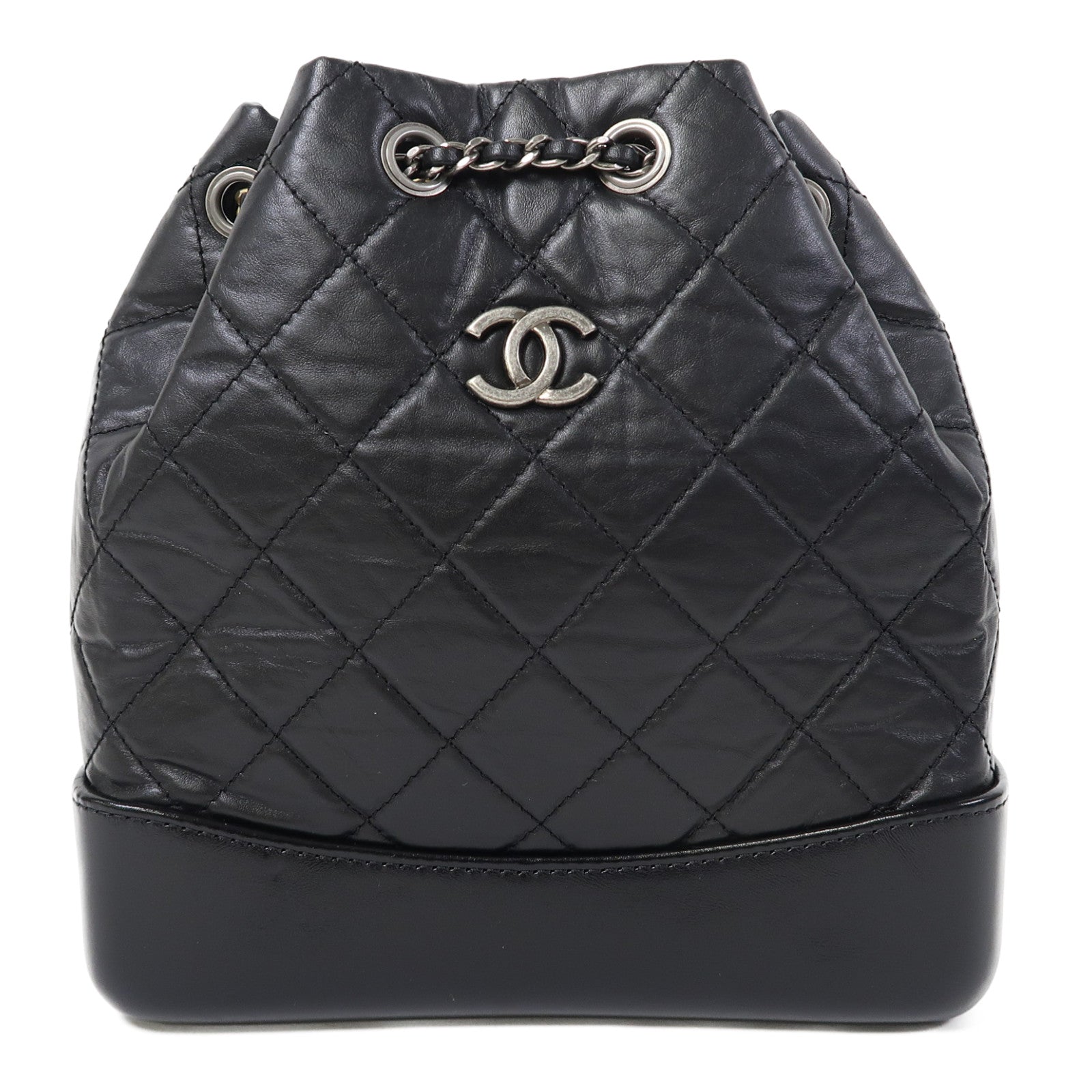 CHANEL 菱格牛皮皮革Gabrielle Backpack背包黑色