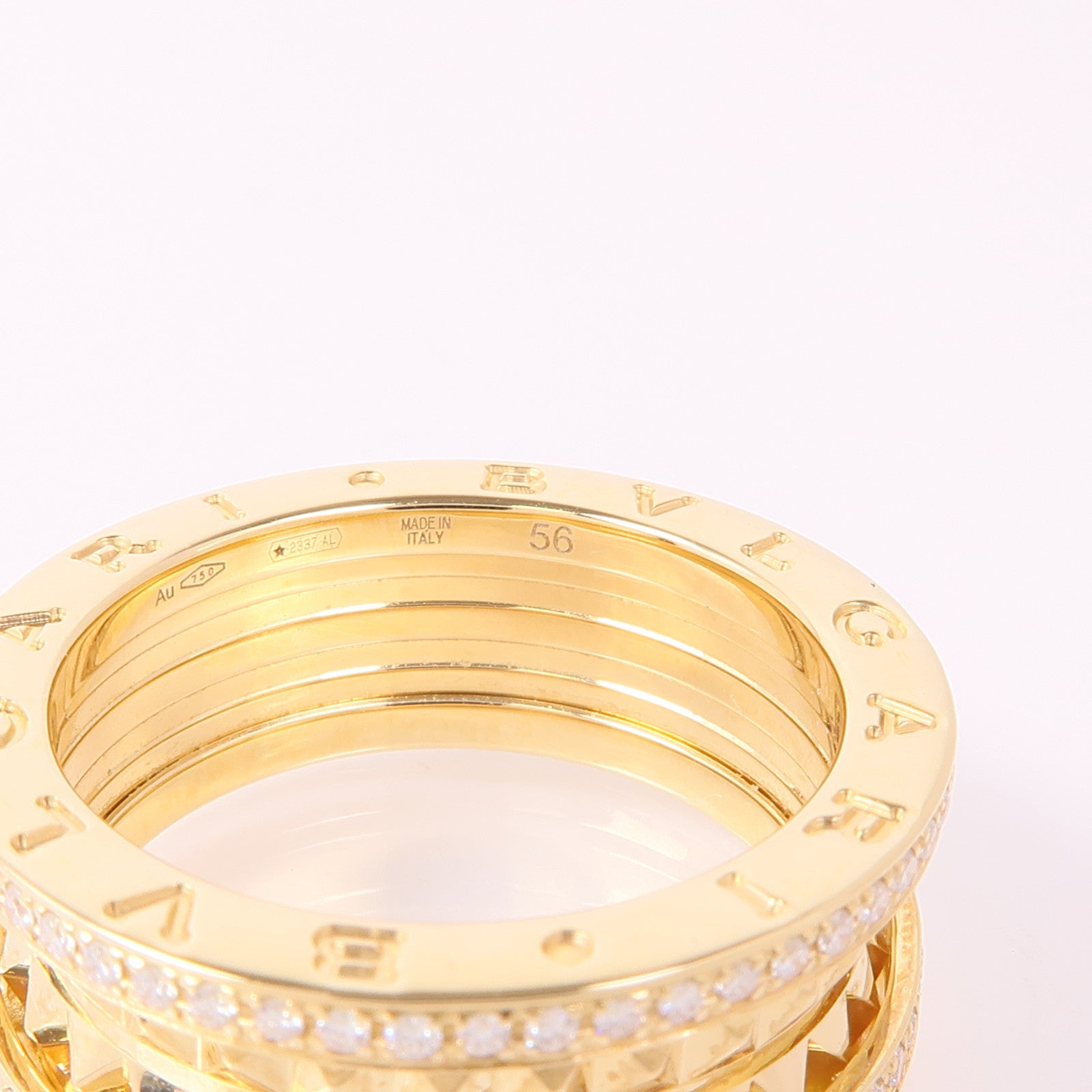 BVLGARI 18K黃金B-Zero 1 Ring鑽石戒指Bvlgari#56/US#7.25