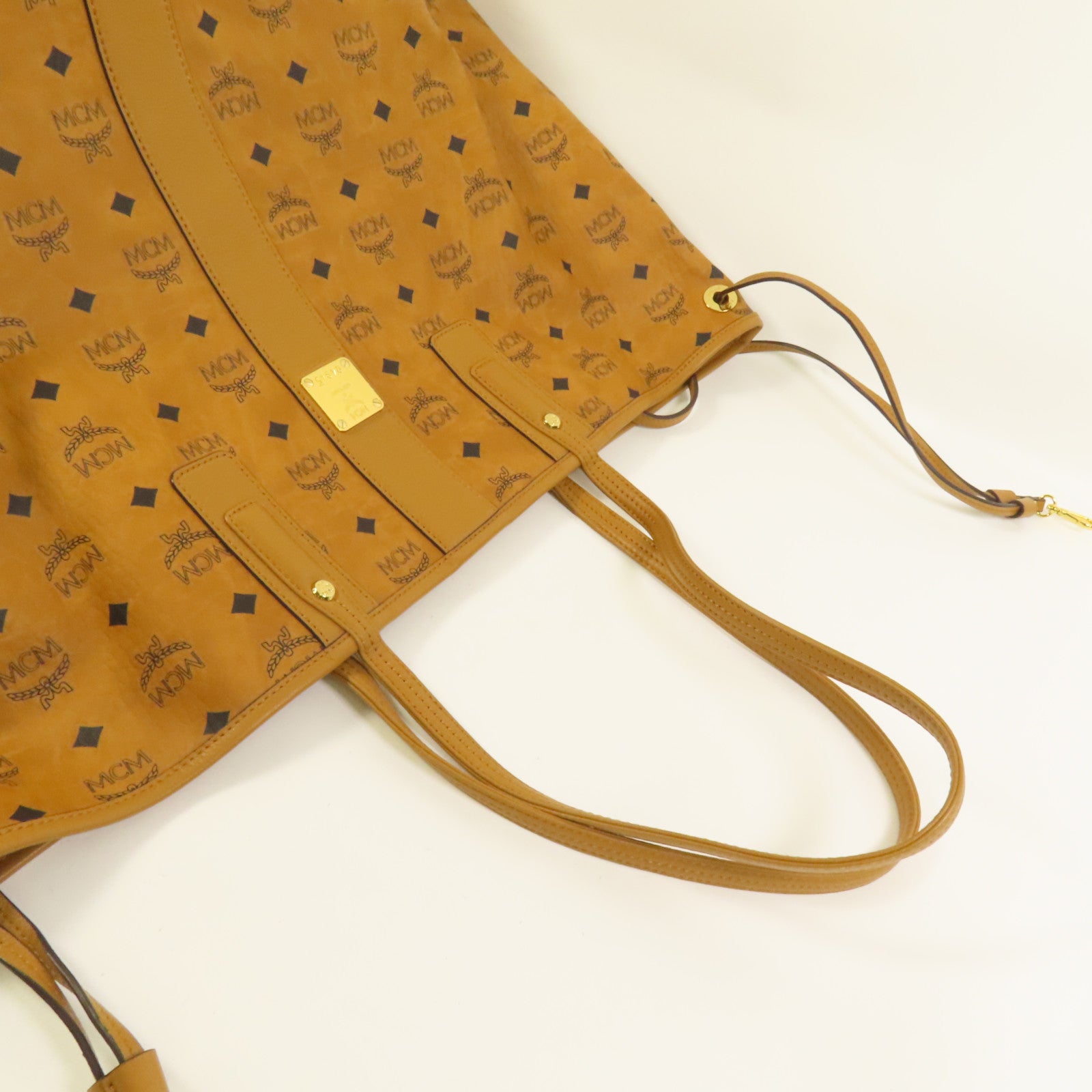MCM 塗層帆布Tote Bag金扣肩背袋