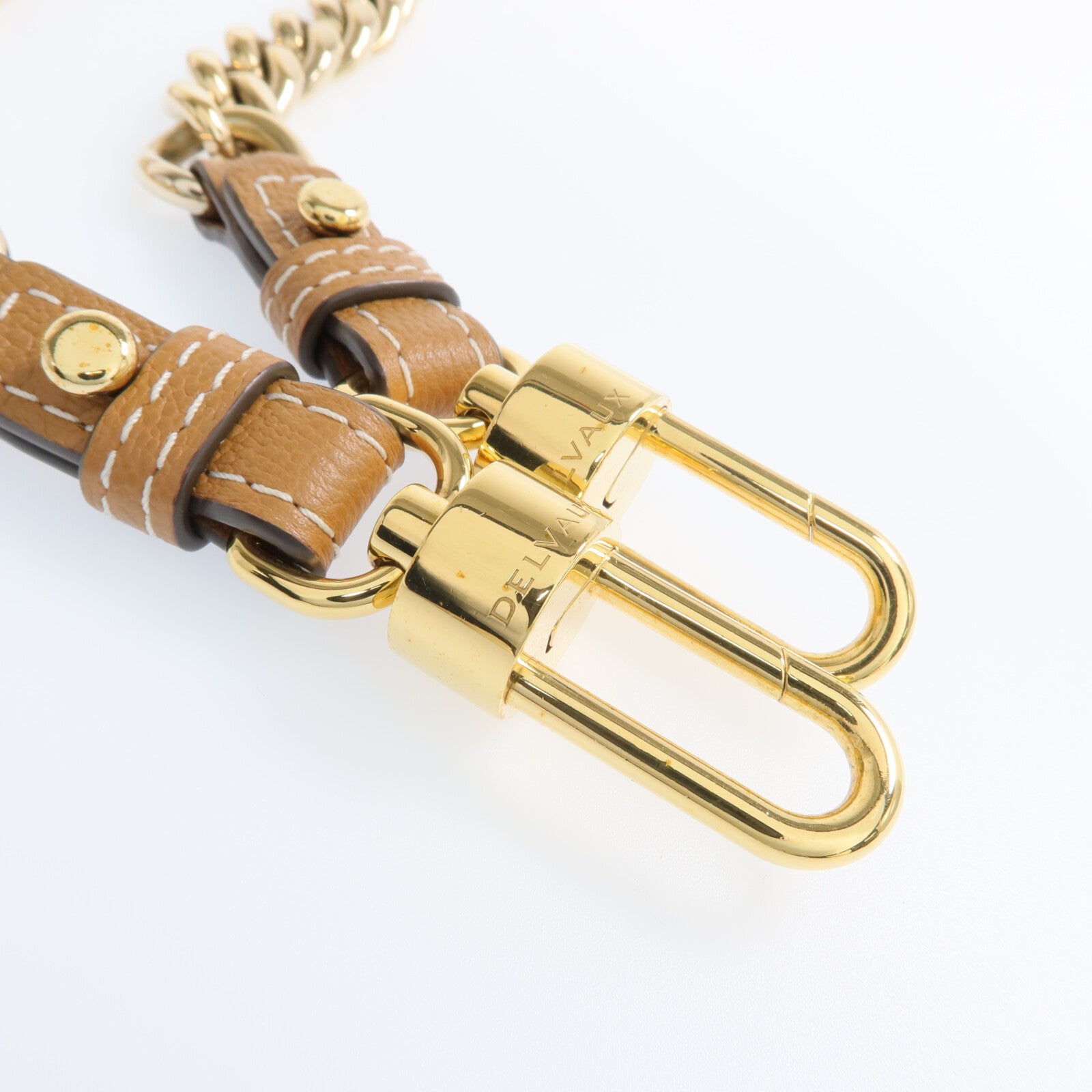 Delvaux 牛皮皮革Short D Chain Strap金扣鏈帶肩帶