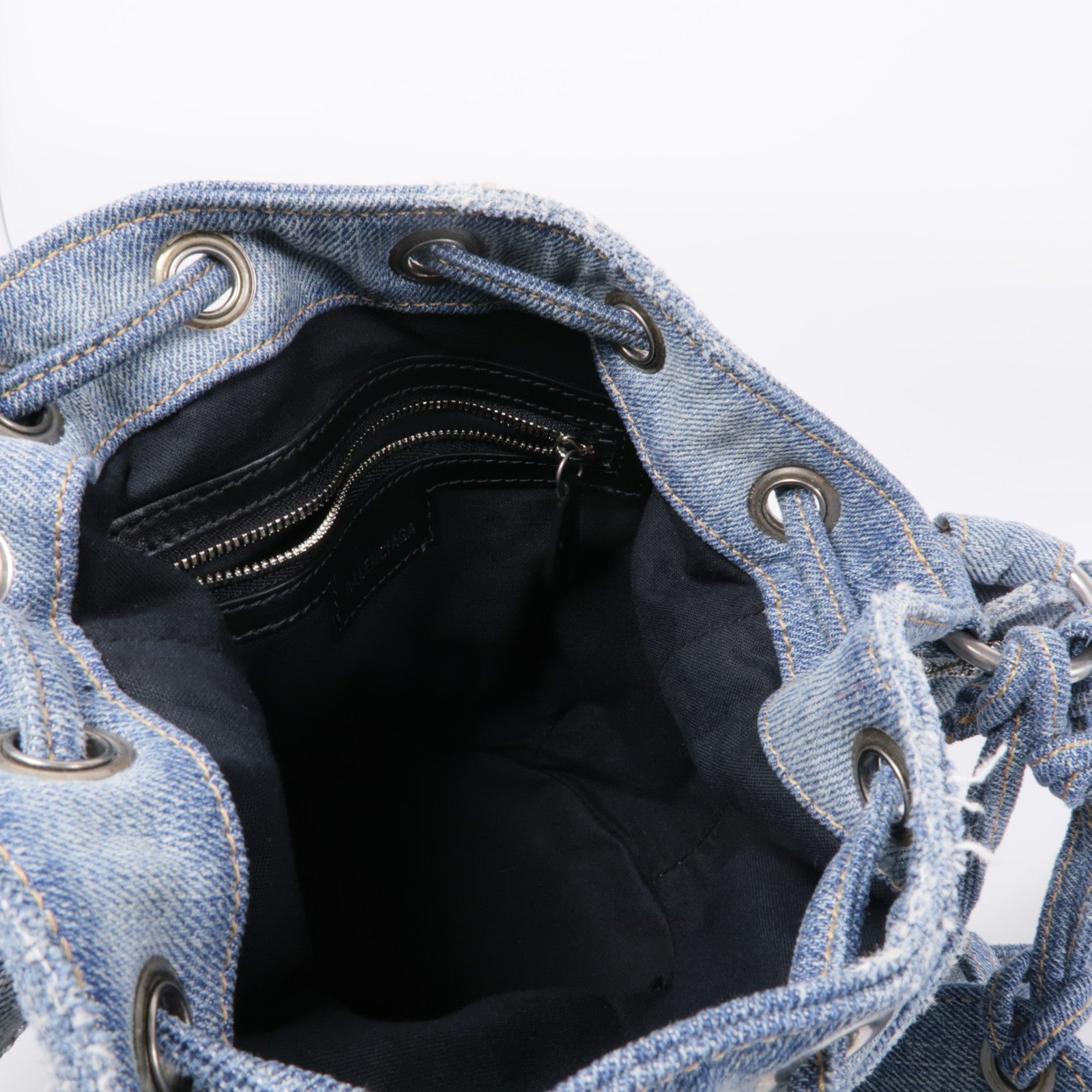 BALENCIAGA 牛仔布料Le Cagole銀扣手挽袋