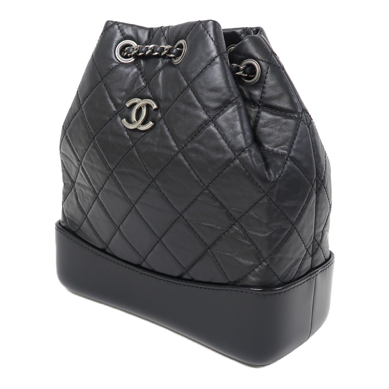 CHANEL 菱格牛皮皮革Gabrielle Backpack背包黑色