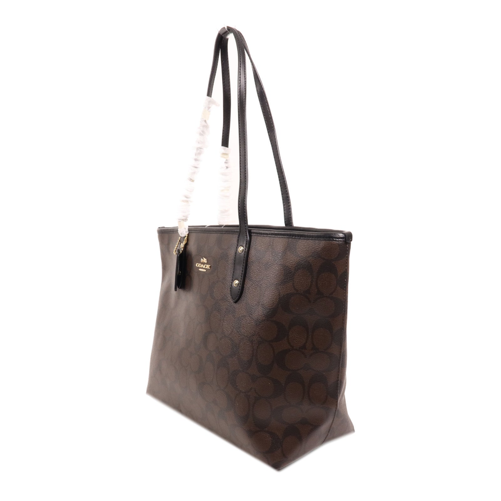 COACH 塗層帆布Tote Bag金扣肩背袋