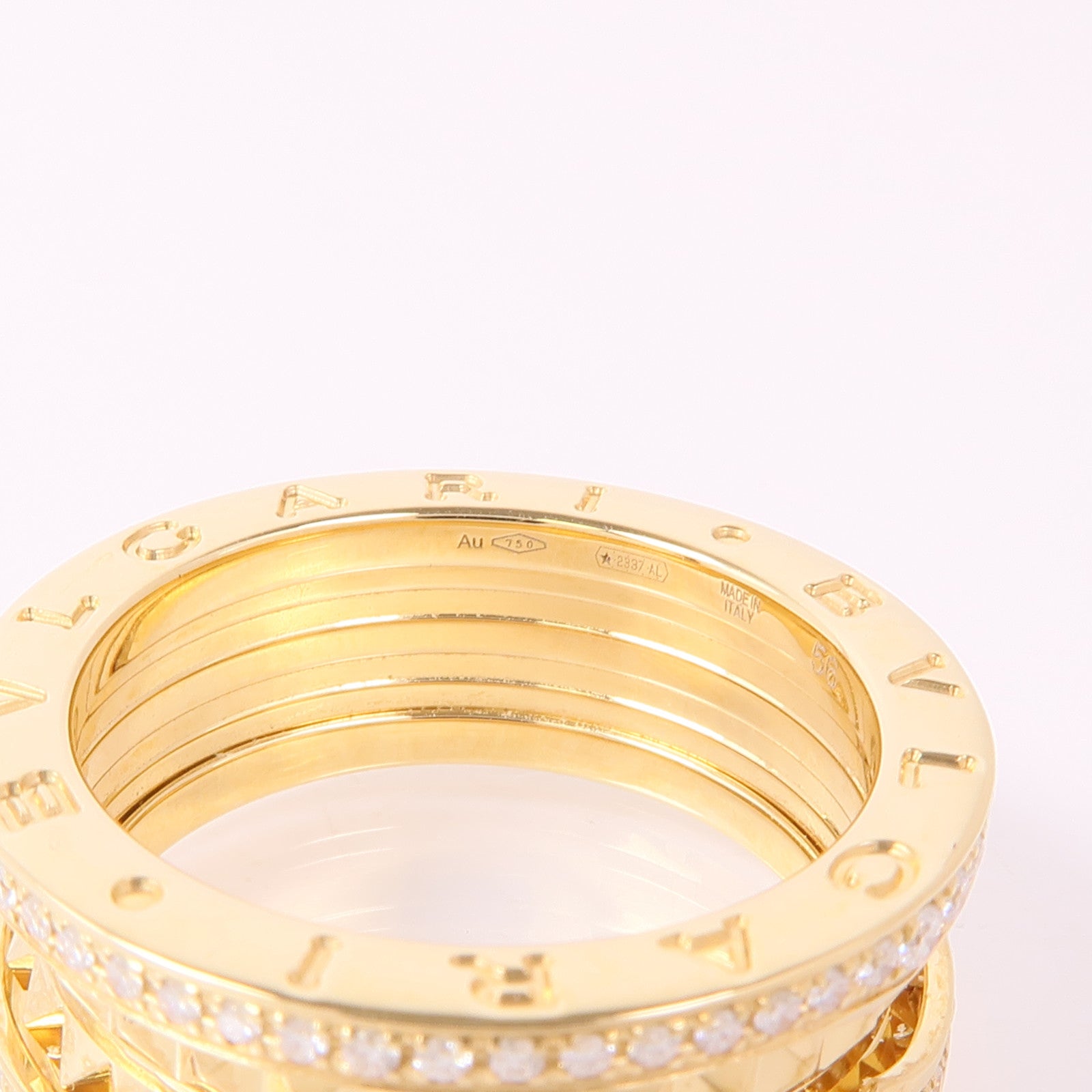 BVLGARI 18K黃金B-Zero 1 Ring鑽石戒指Bvlgari#56/US#7.25