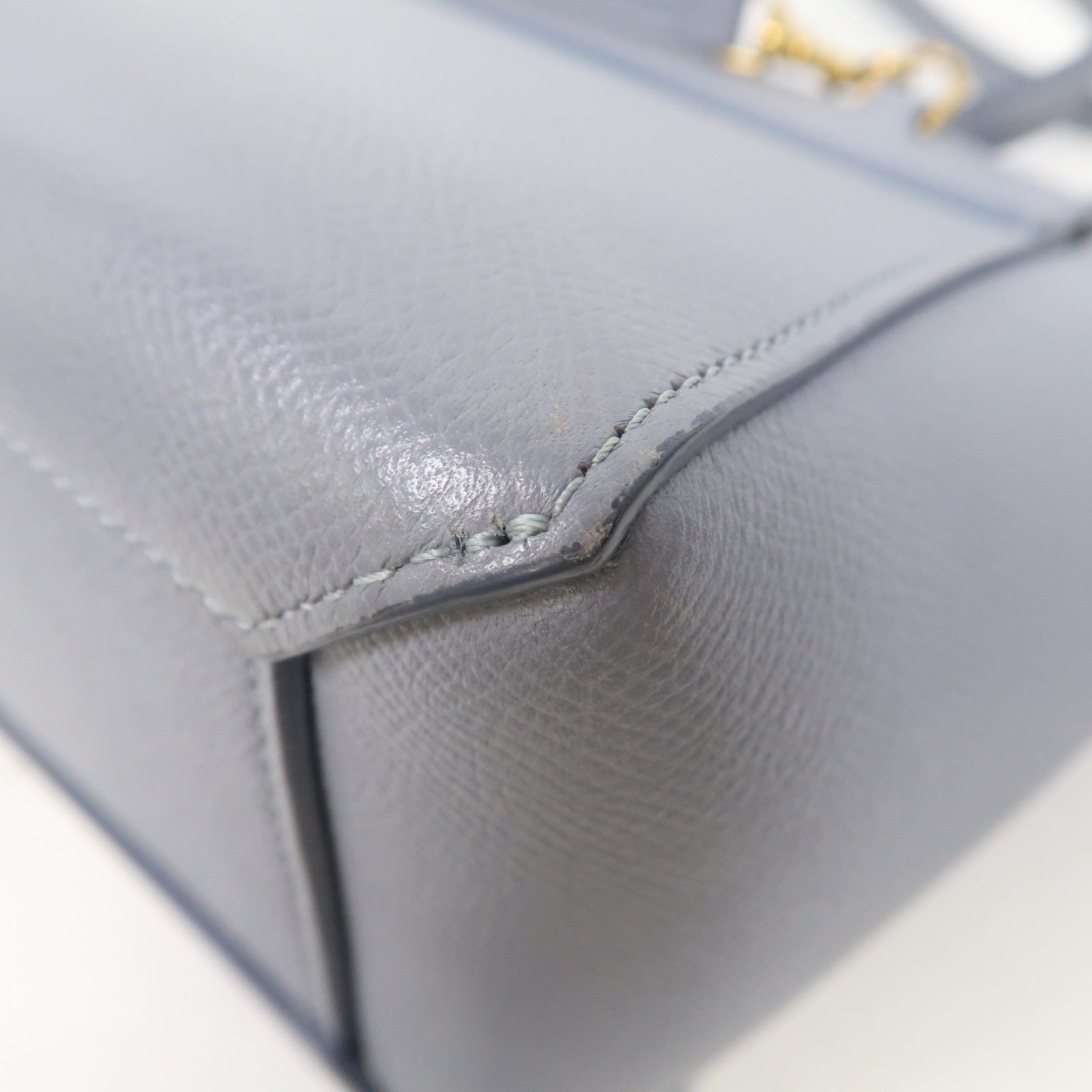 CELINE 牛皮皮革Nano Belt Bag金扣手挽肩背兩用袋灰藍色