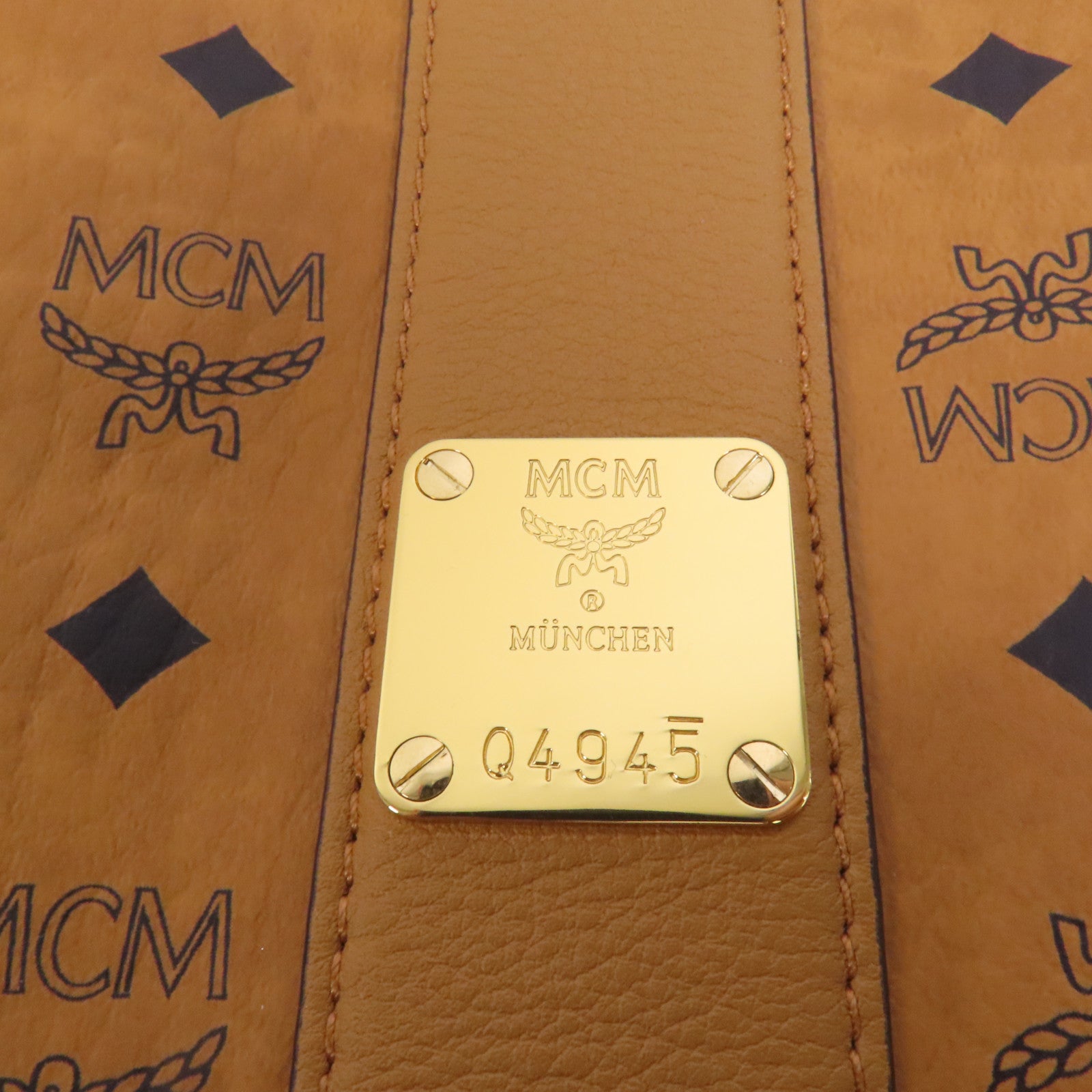 MCM 塗層帆布Tote Bag金扣肩背袋