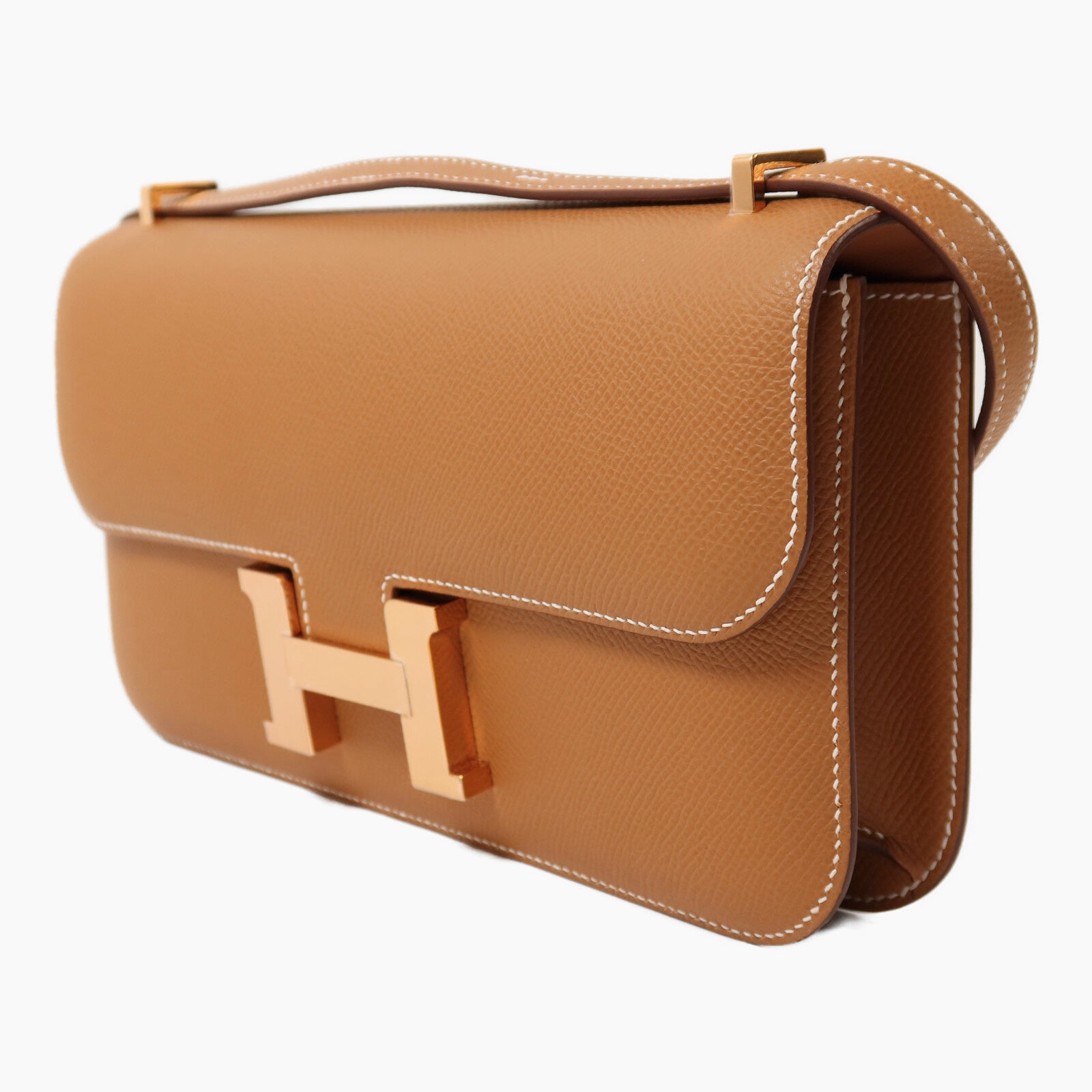 HERMES Epsom皮革Constance Elan金扣肩背袋Gold