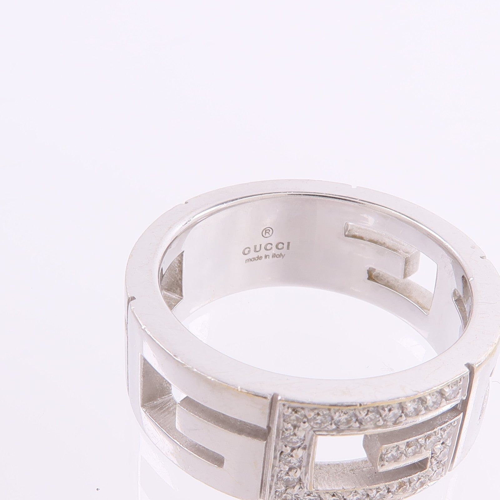 GUCCI 18K白金Multiple G鑽石戒指