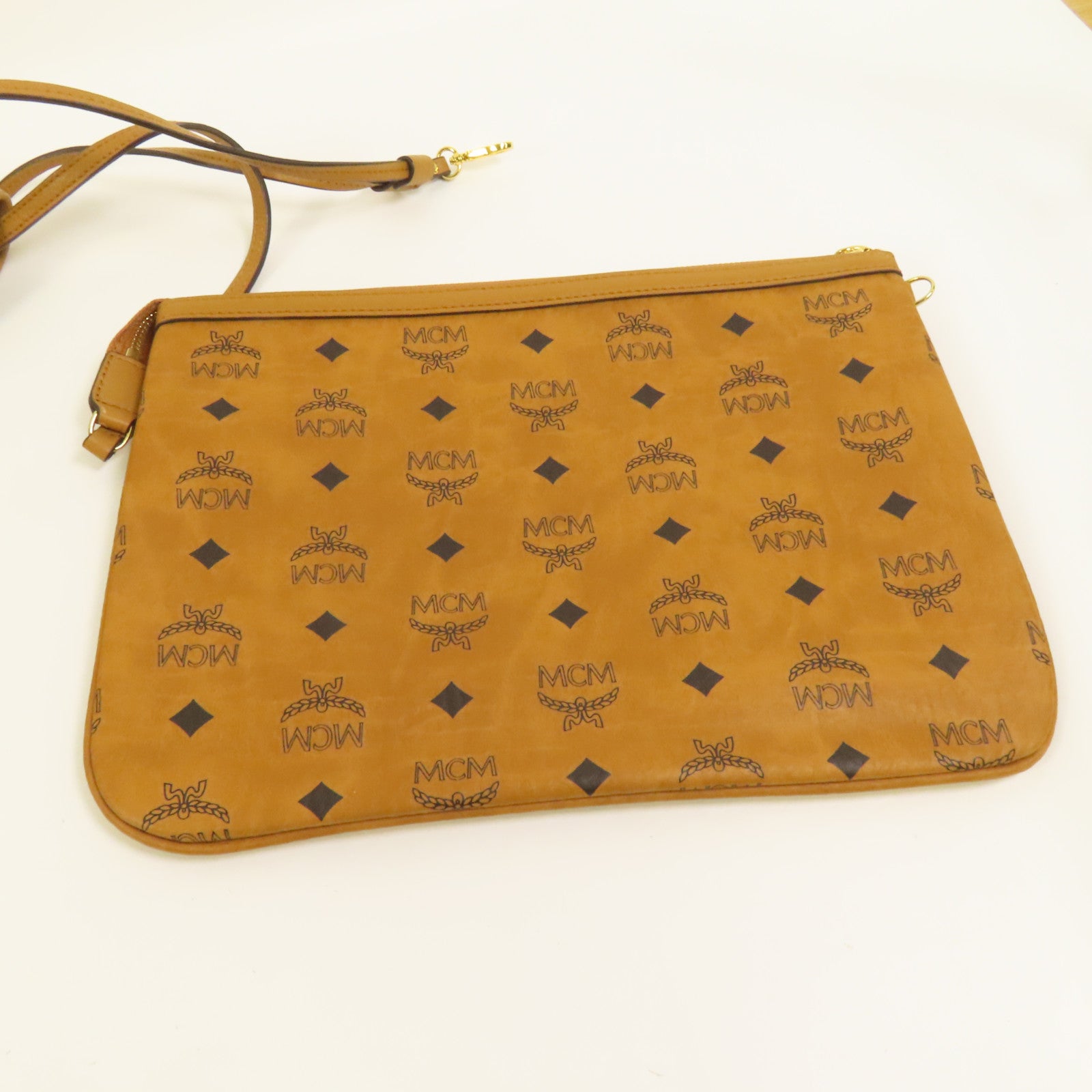 MCM 塗層帆布Tote Bag金扣肩背袋