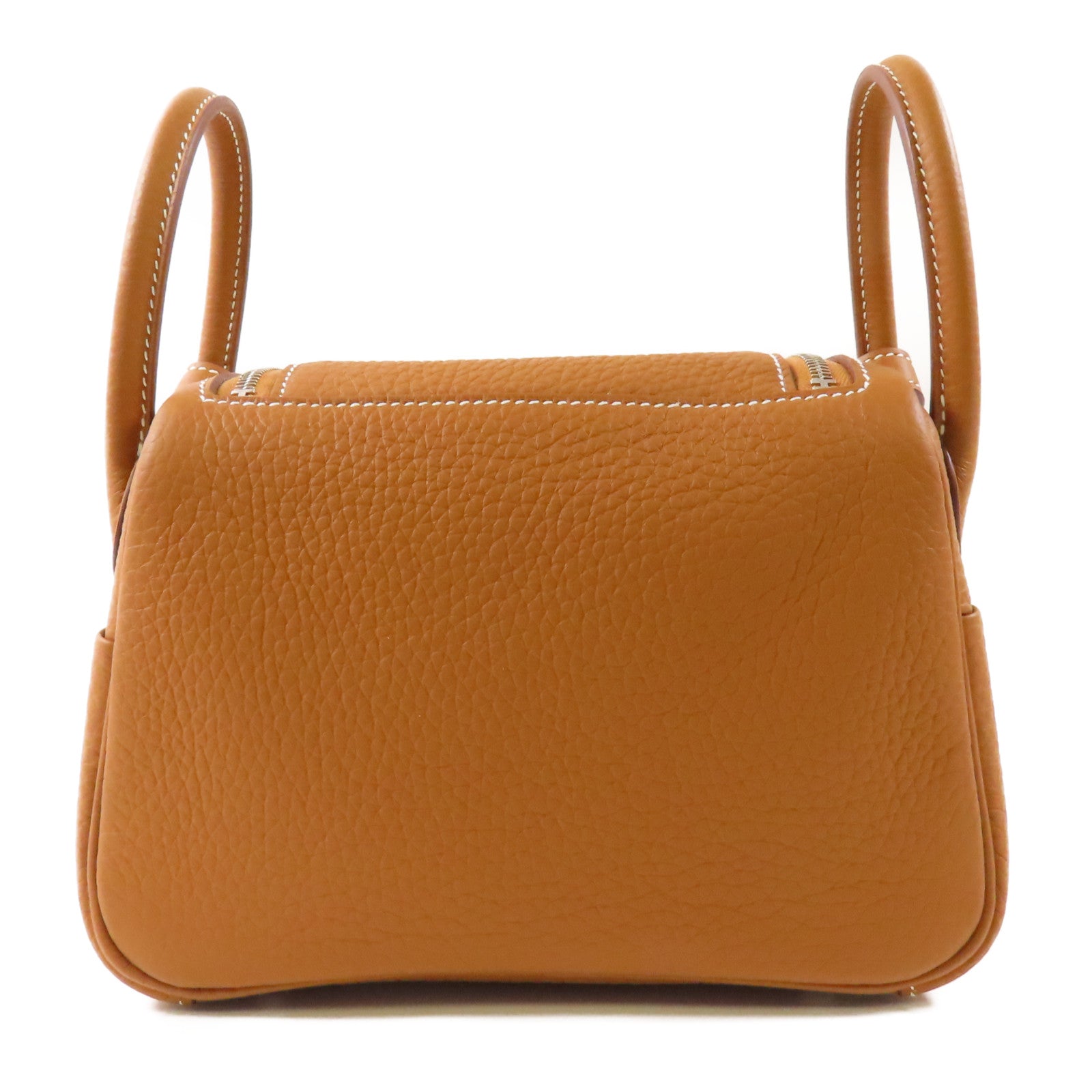 HERMES Clemence皮革Mini Lindy銀扣手挽肩背兩用袋Gold