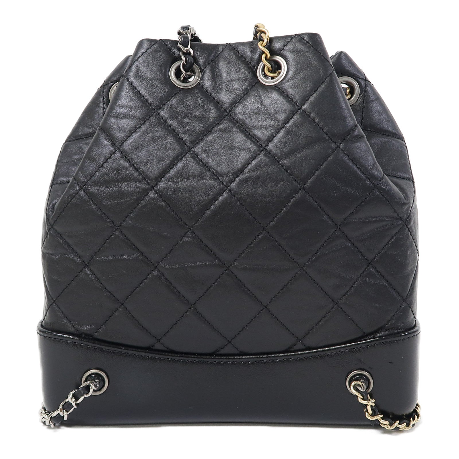 CHANEL 菱格牛皮皮革Gabrielle Backpack背包黑色