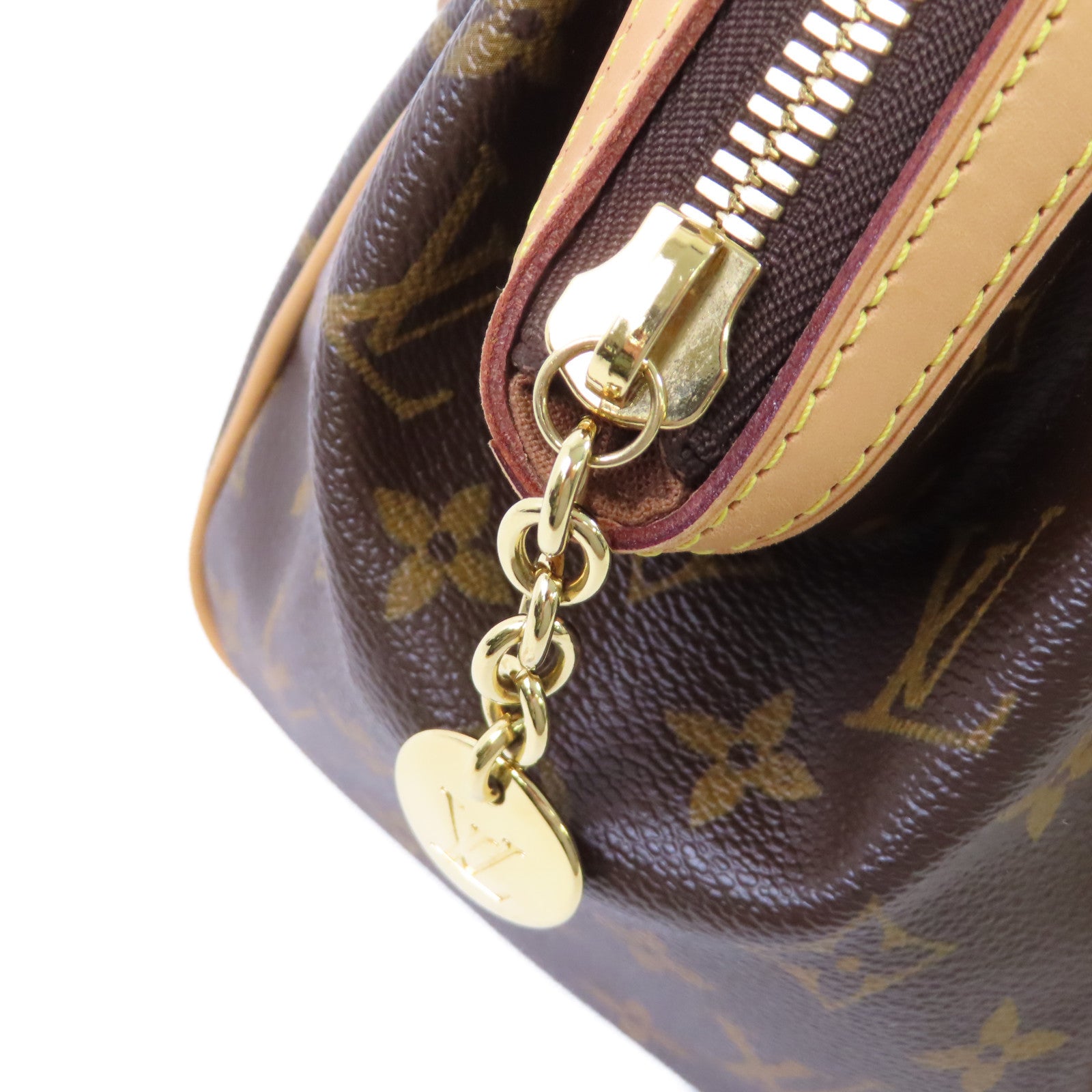 LOUIS VUITTON Monogram Tivoli PM Hand Bag金扣手挽袋啡色