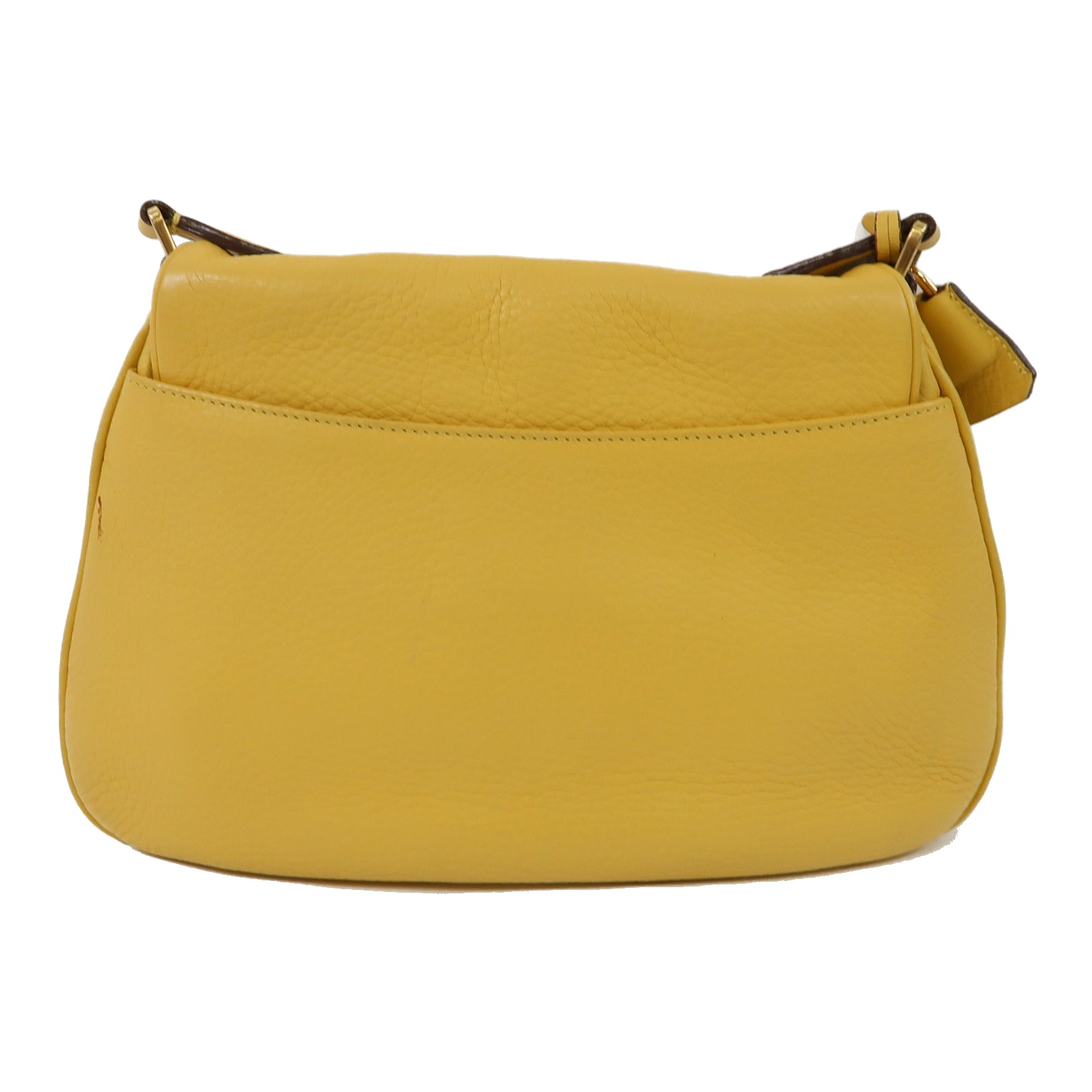 PRADA 牛皮皮革Shoulder Bag金扣鏈帶肩背袋黃色